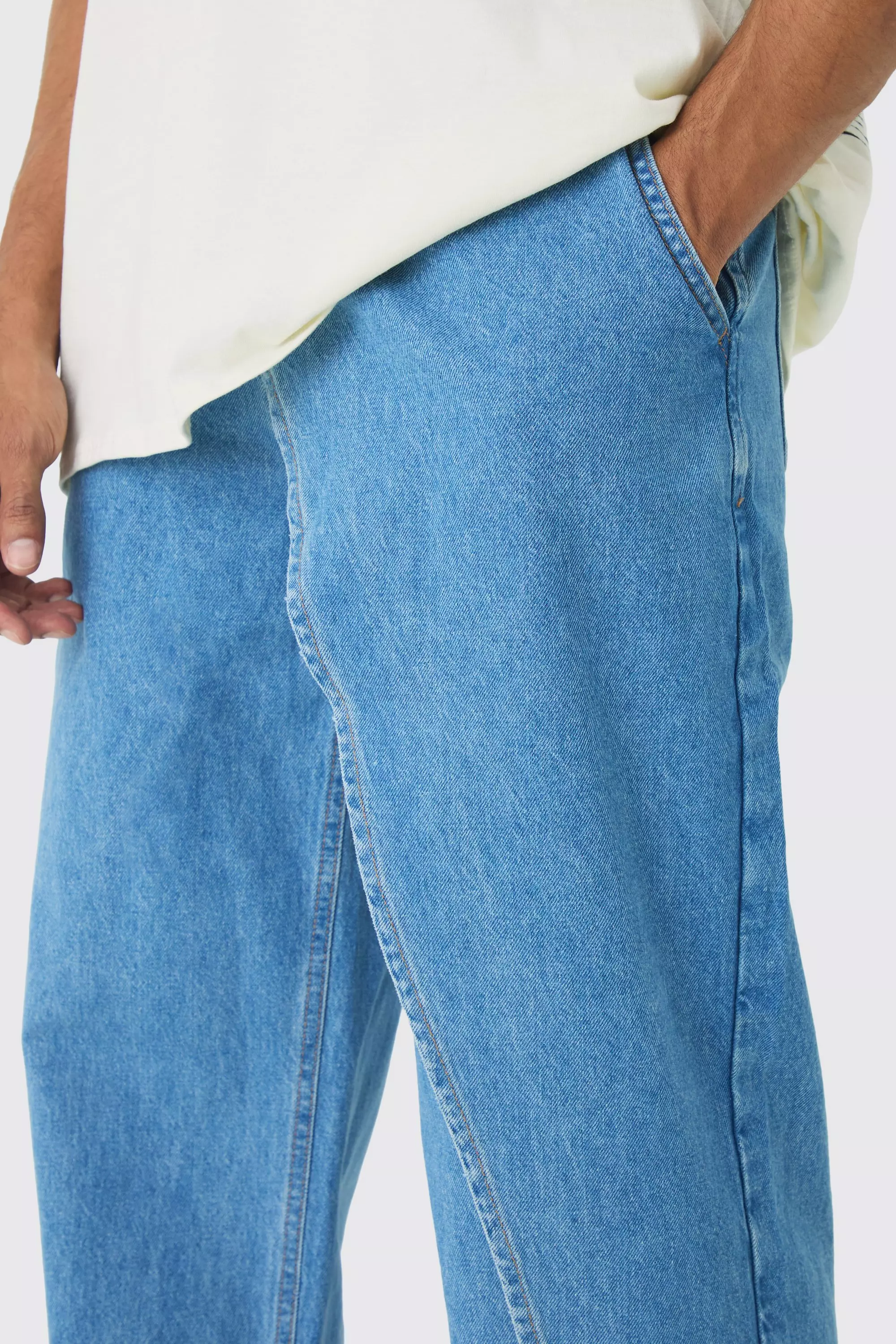 Light blue Onbewerkte Baggy Overlay Jeans alternatieve afbeelding