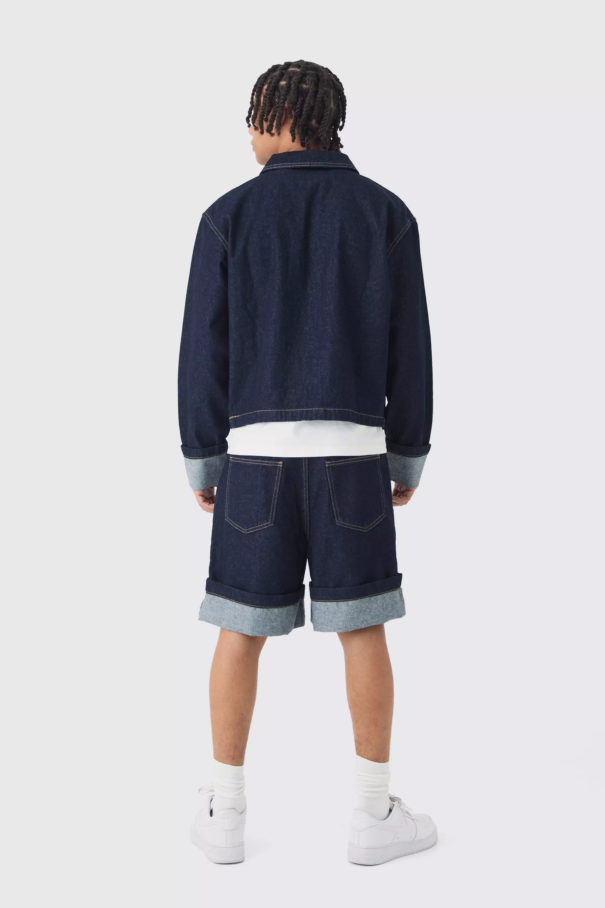 Boxy Fit Cuffed Jean Jacket In Indigo alternative image
