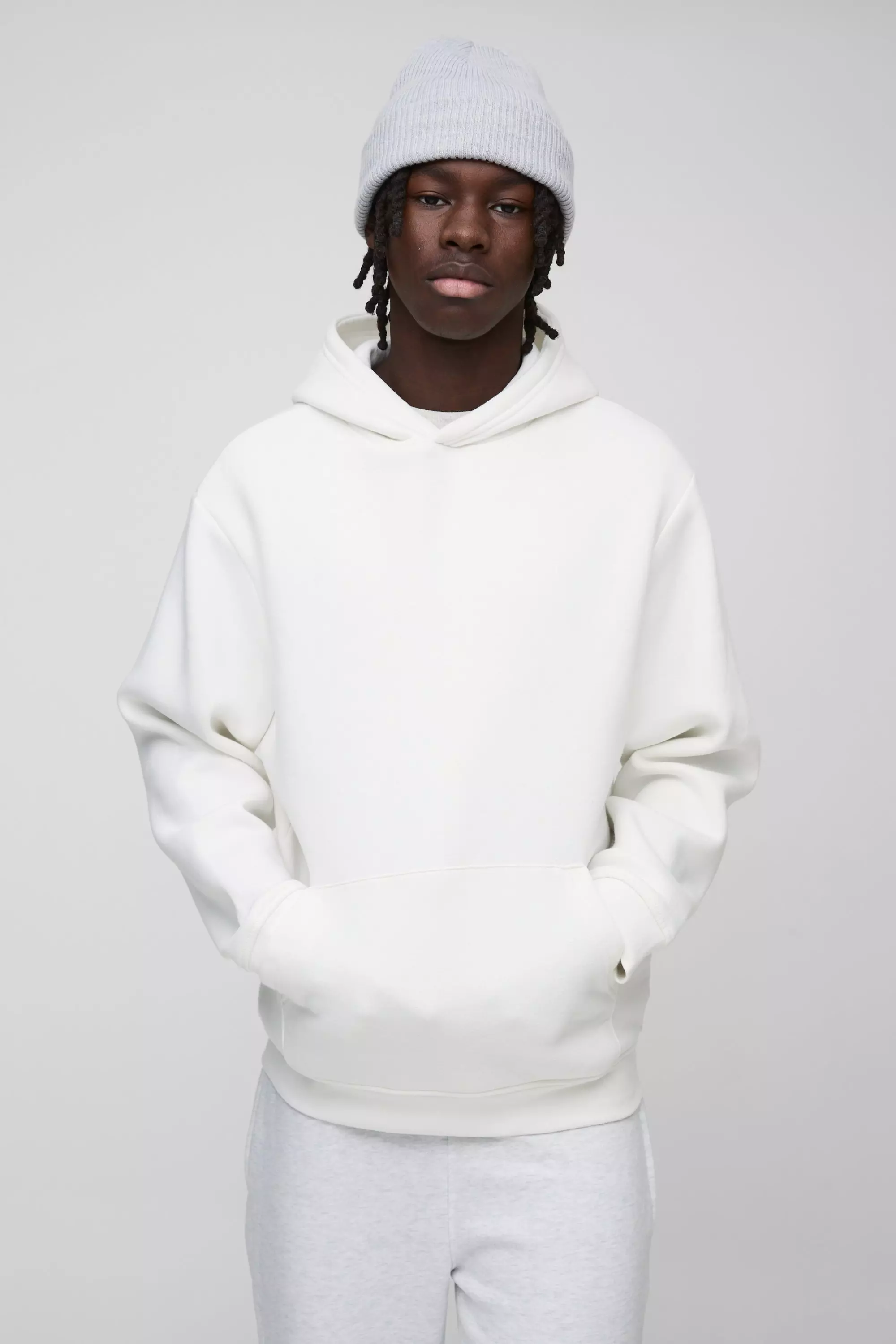 Boohooman white hoodie online