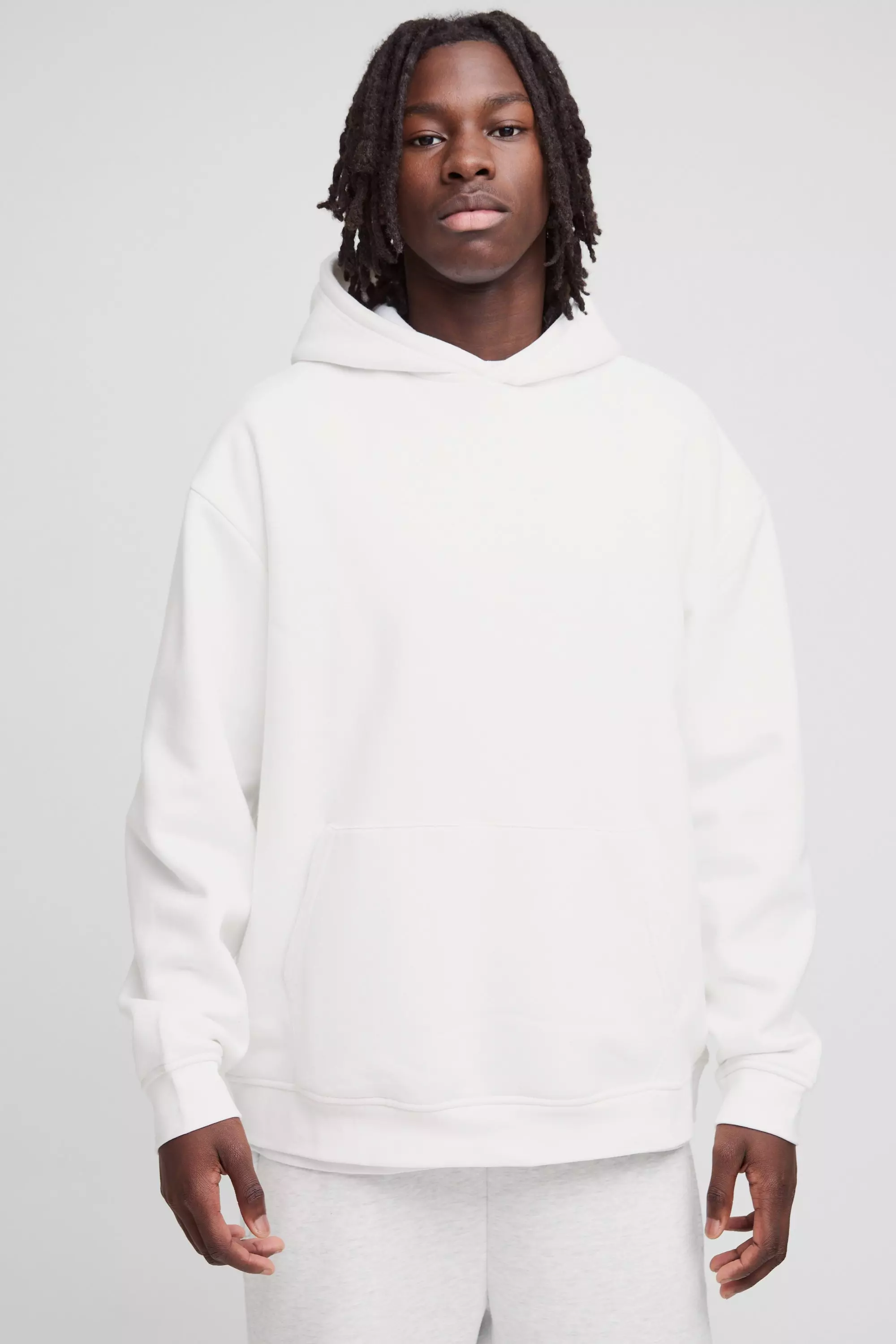 White 330GSM Basic Oversized Over The Head Hoodie alternative image