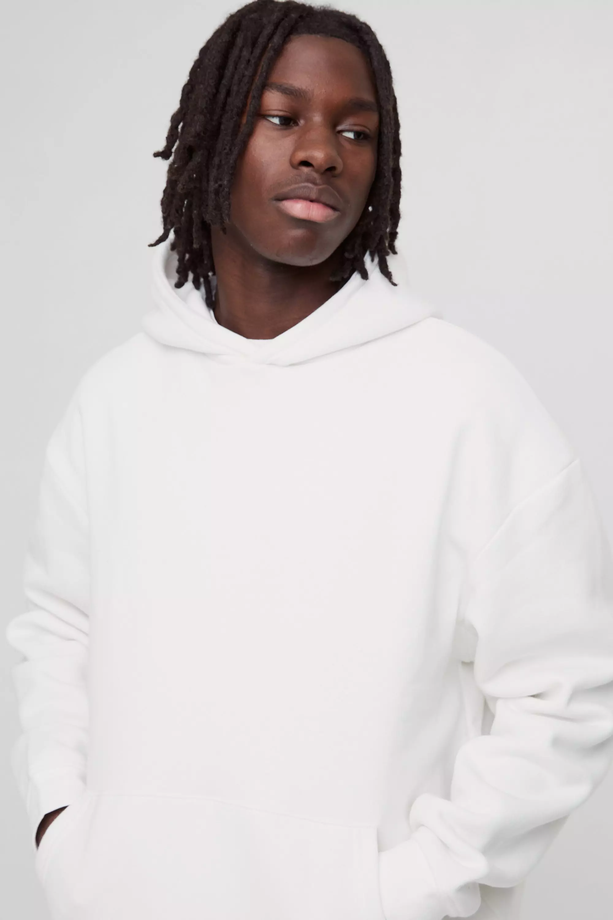 White 330GSM Basic Oversized Over The Head Hoodie alternative image