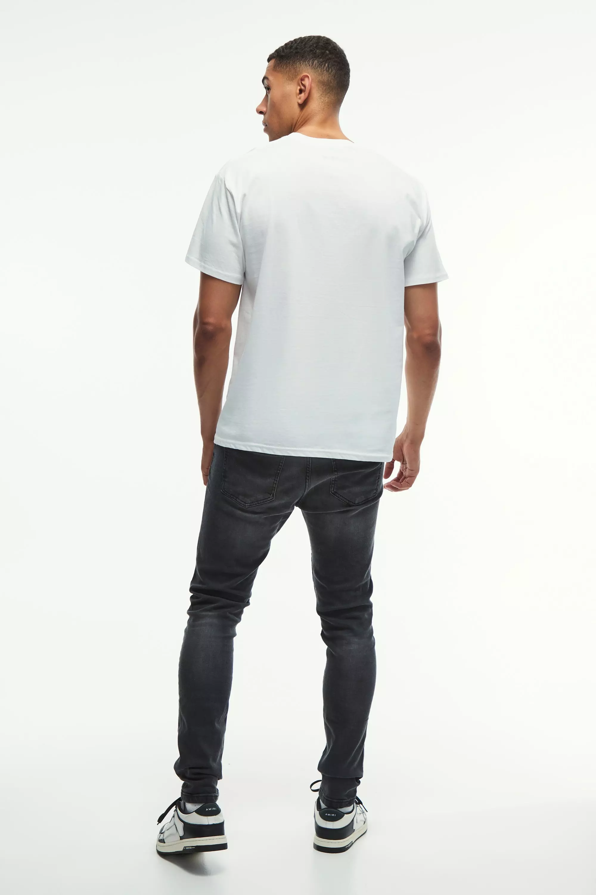 Skinny Stretch Knee Rip Paint Splatter Jeans | boohooMAN USA