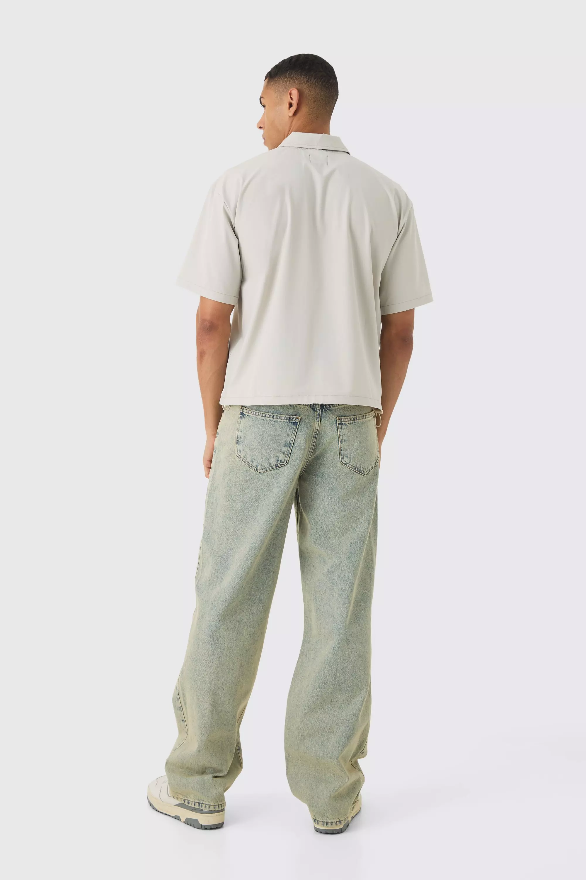 Stone Technical Stretch Oversized Boxy Bungee Hem Shirt alternative image