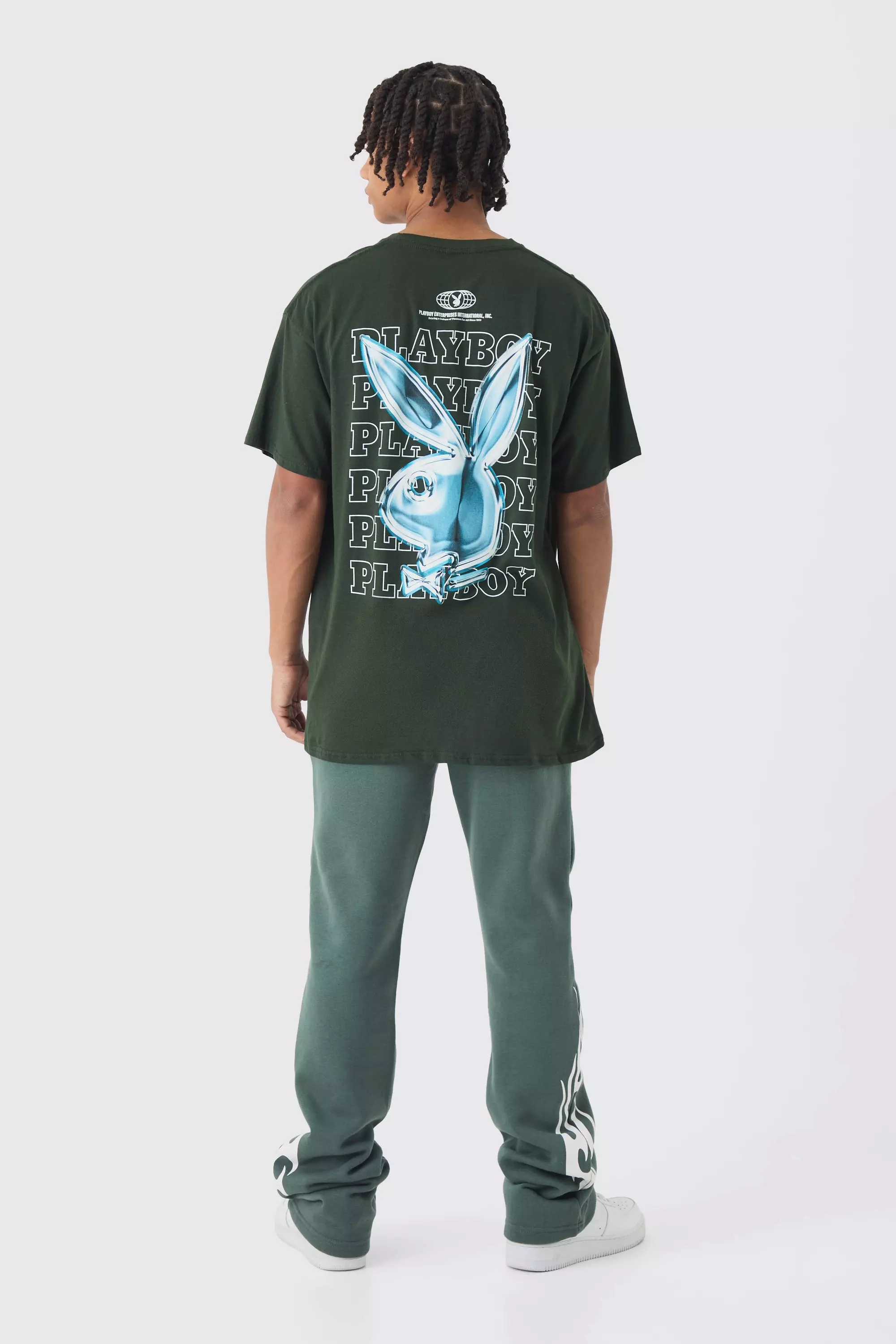 Khaki Slim Fit Flared Stack Flame Washed Jogger alternative image