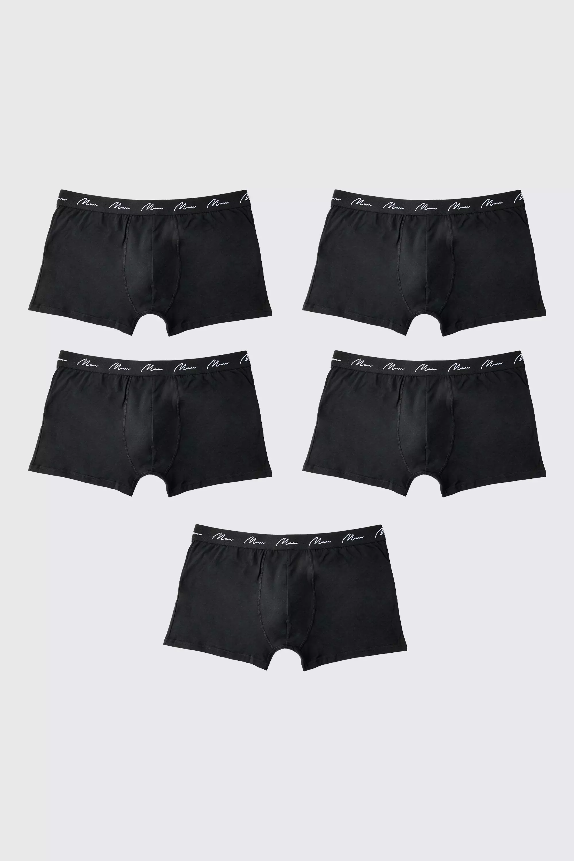 Plus Size 5 Pack Man Script Boxers Black