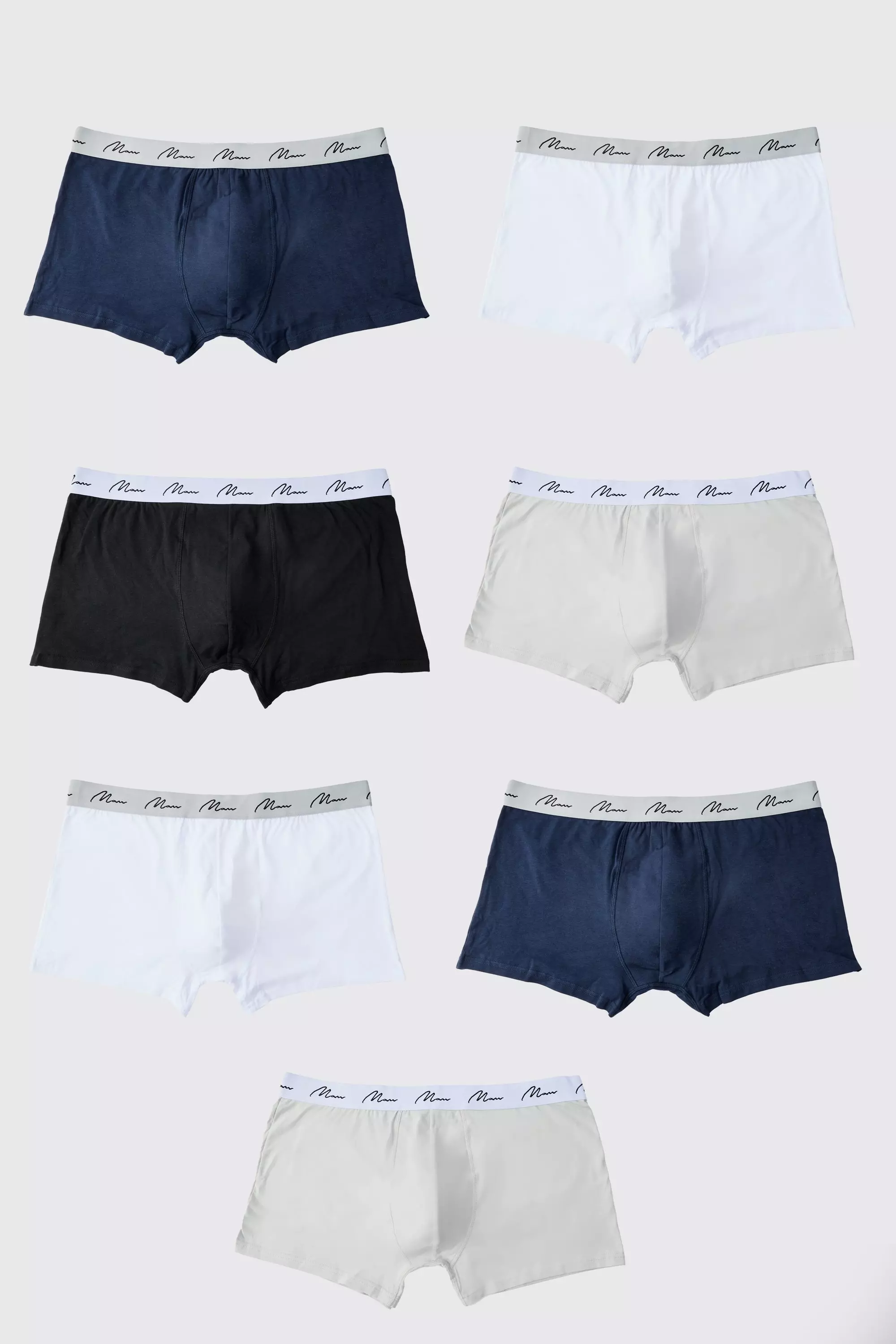 Multi Plus Size 7 Pack Man Script Mixed Boxers