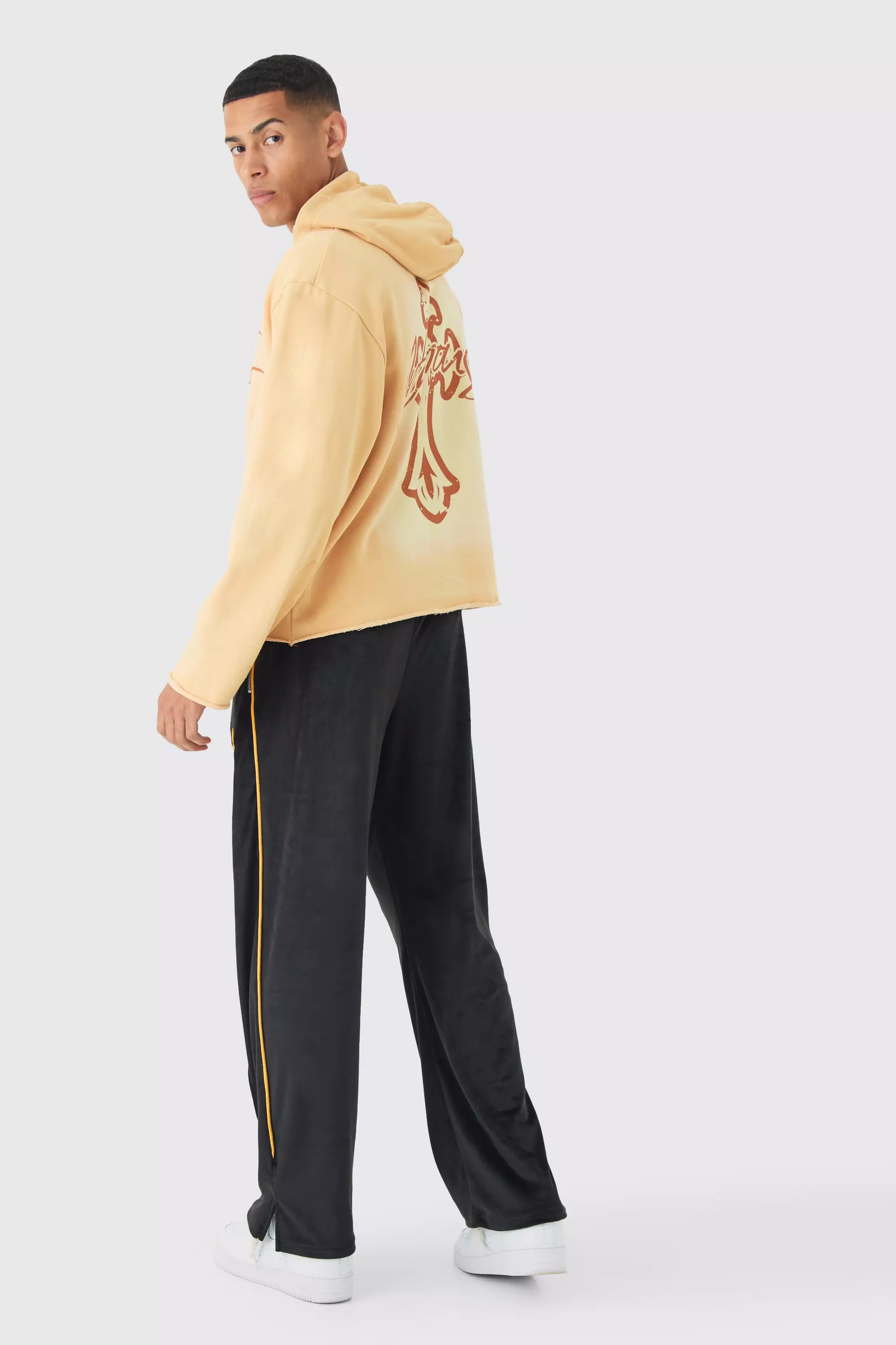 Black Straight Leg Varsity Velour Jogger alternative image
