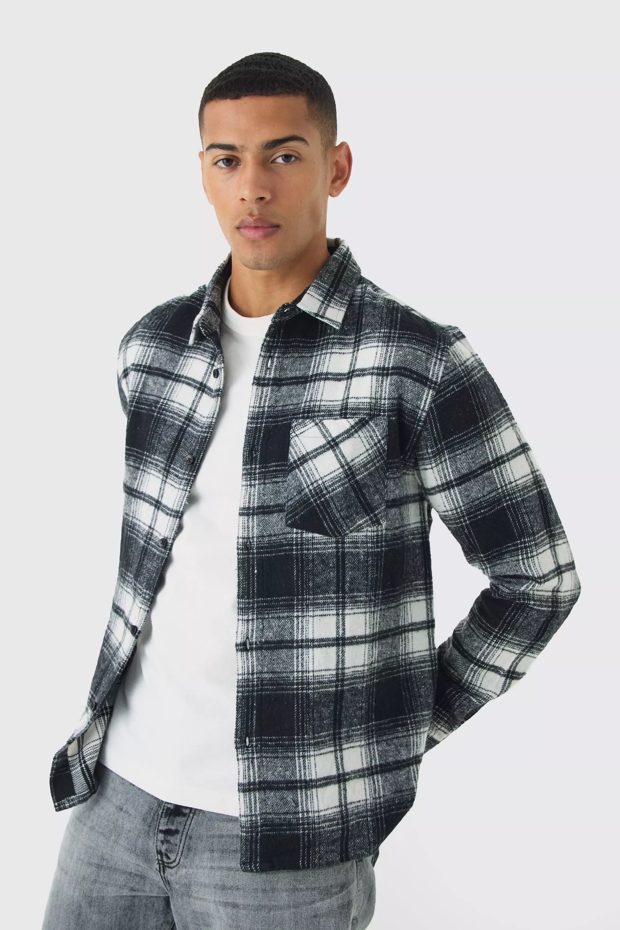 Chemise à carreaux et manches longues, Black autre image