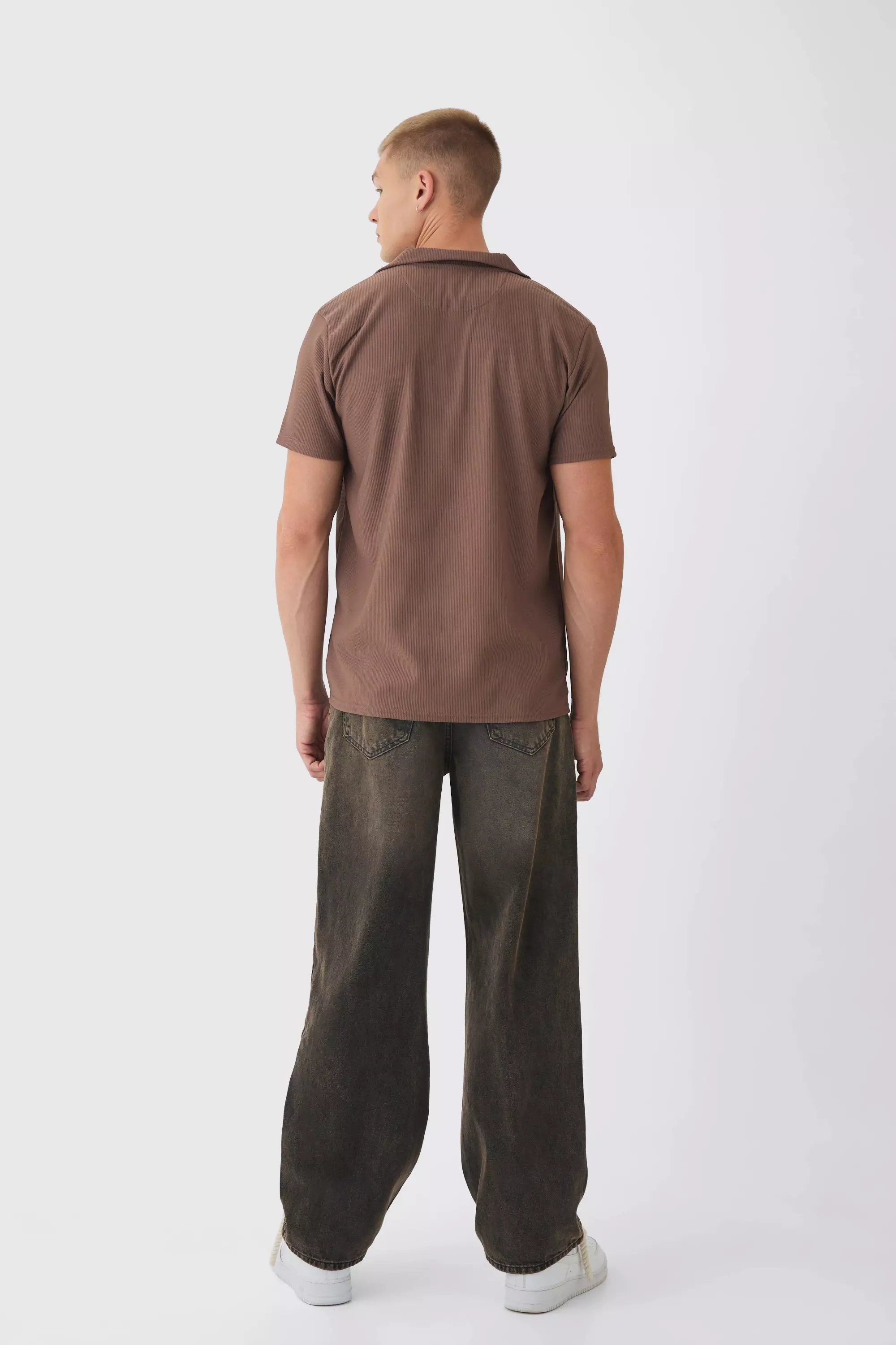 Coffee Short Sleeve Revere Rib Jersey Shirt alternative image