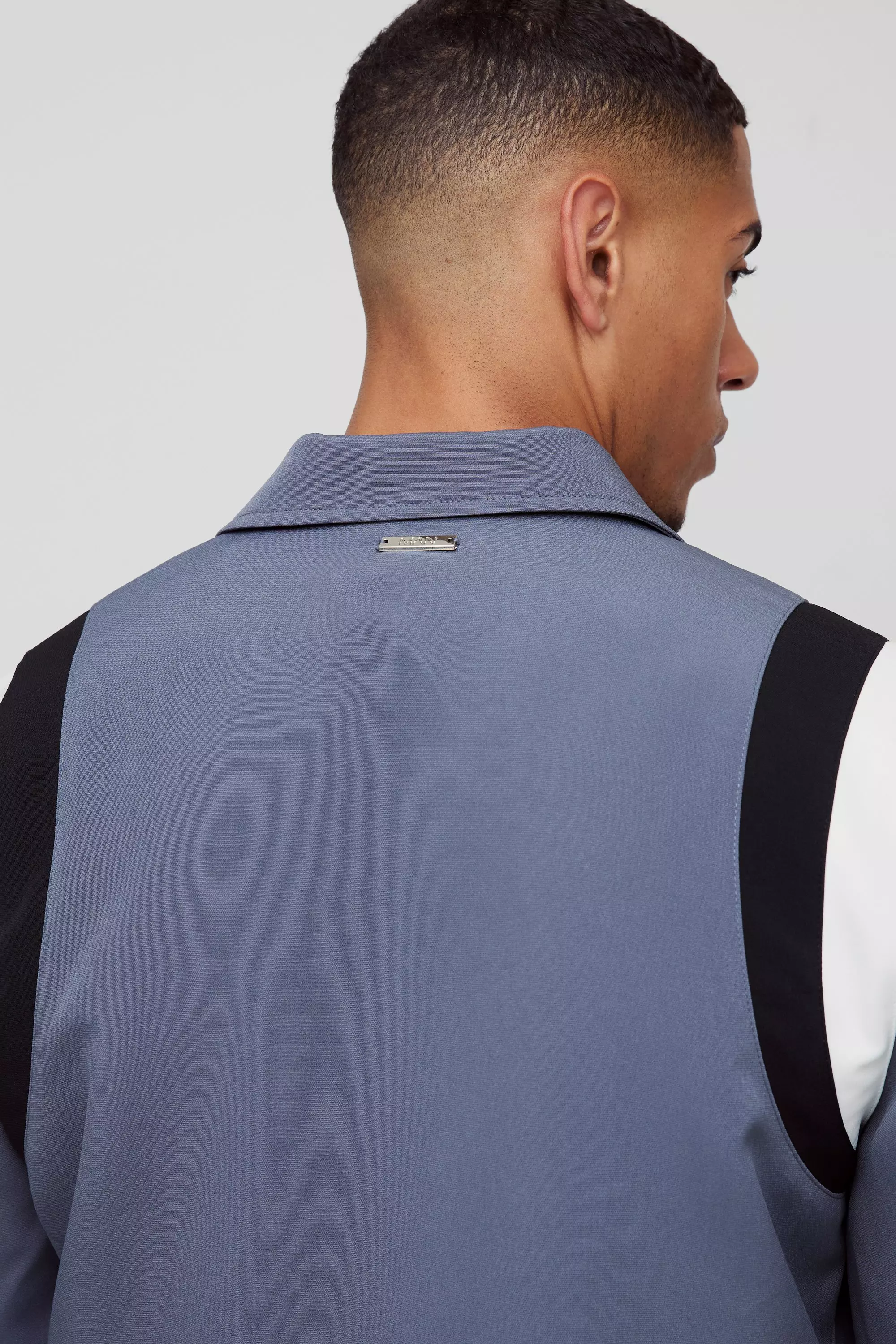Slate blue Getailleerd Varsity Bomberjack Met Kraag alternatieve afbeelding