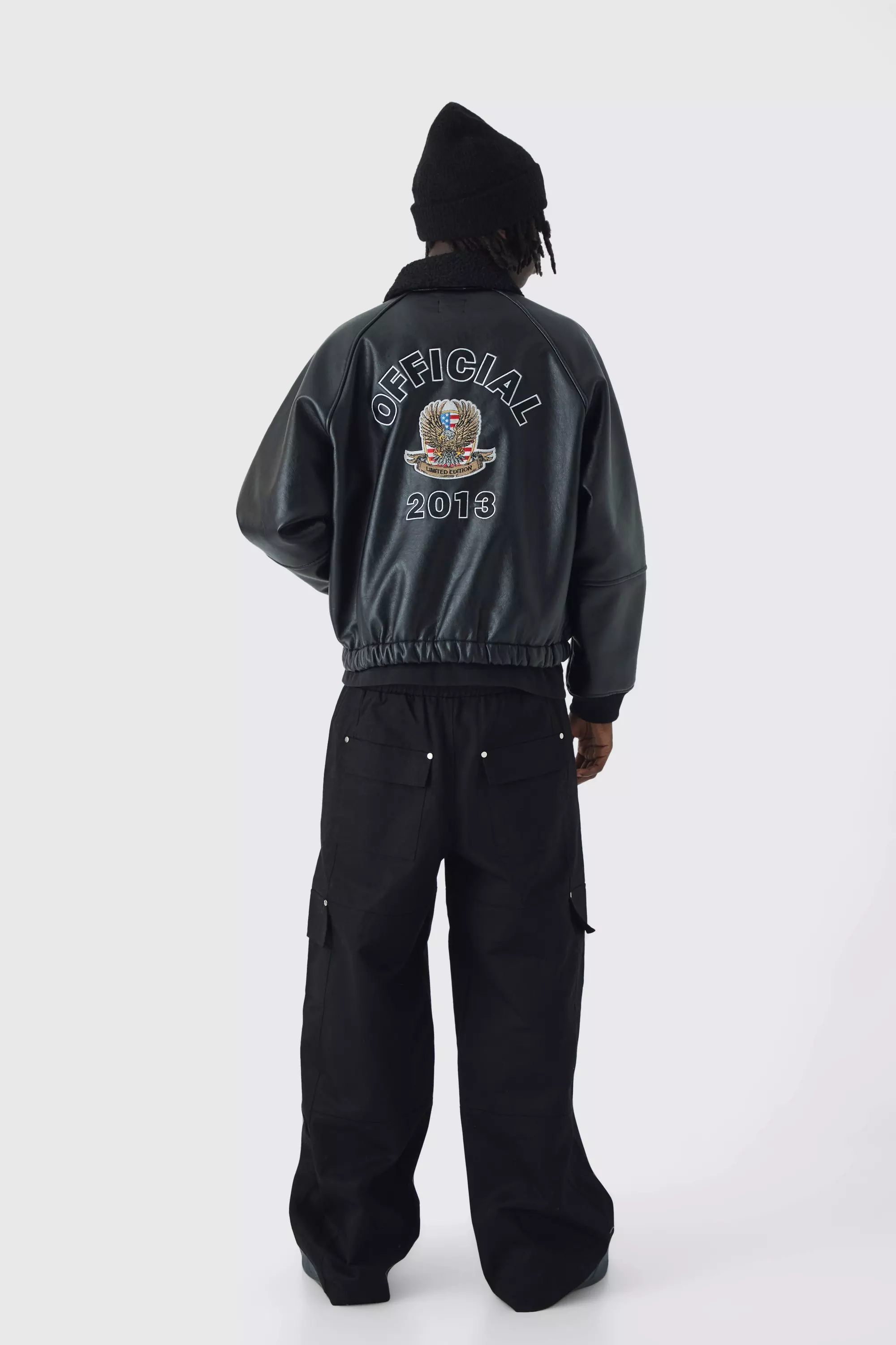 Elasticated Waist Baggy Fit Heavy Twill Extended Drawcord Cargo Pants | boohooMAN USA