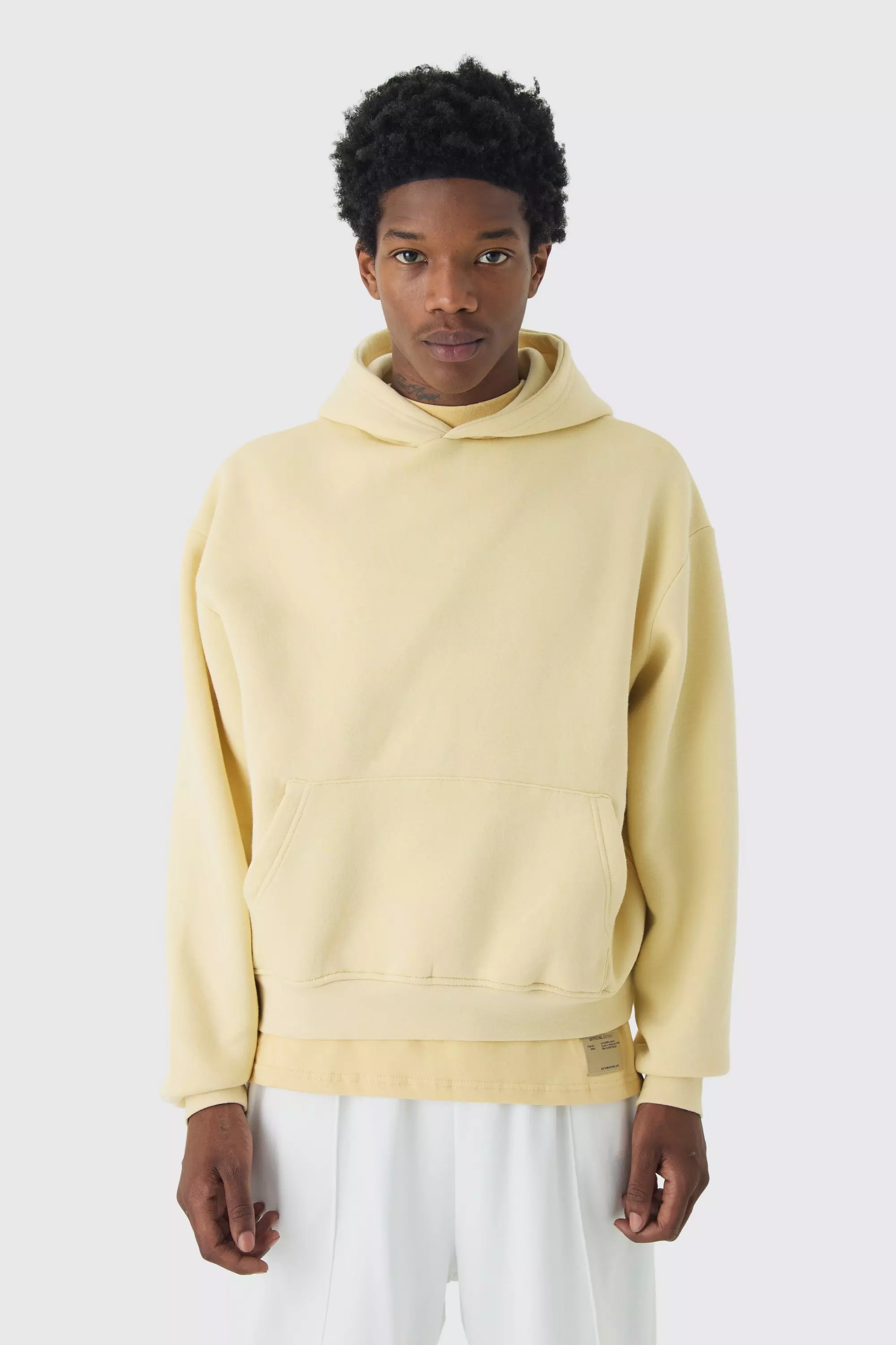 Yellow 330GSM Oversized Boxy Basic Hoodie