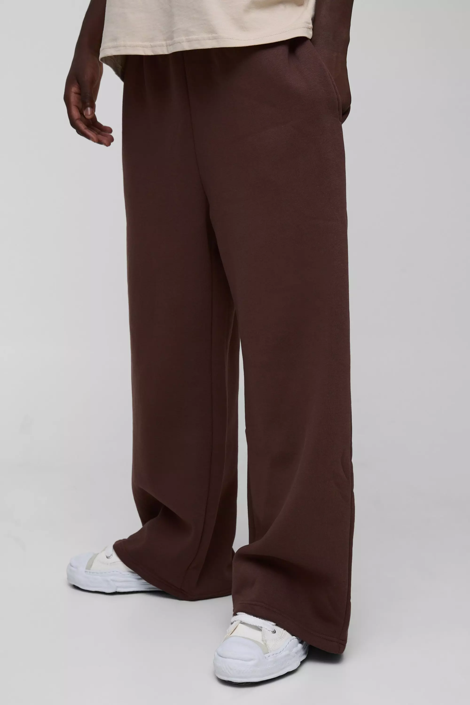 330GSM Extreme Wide Leg Basic Sweatpants Chocolate