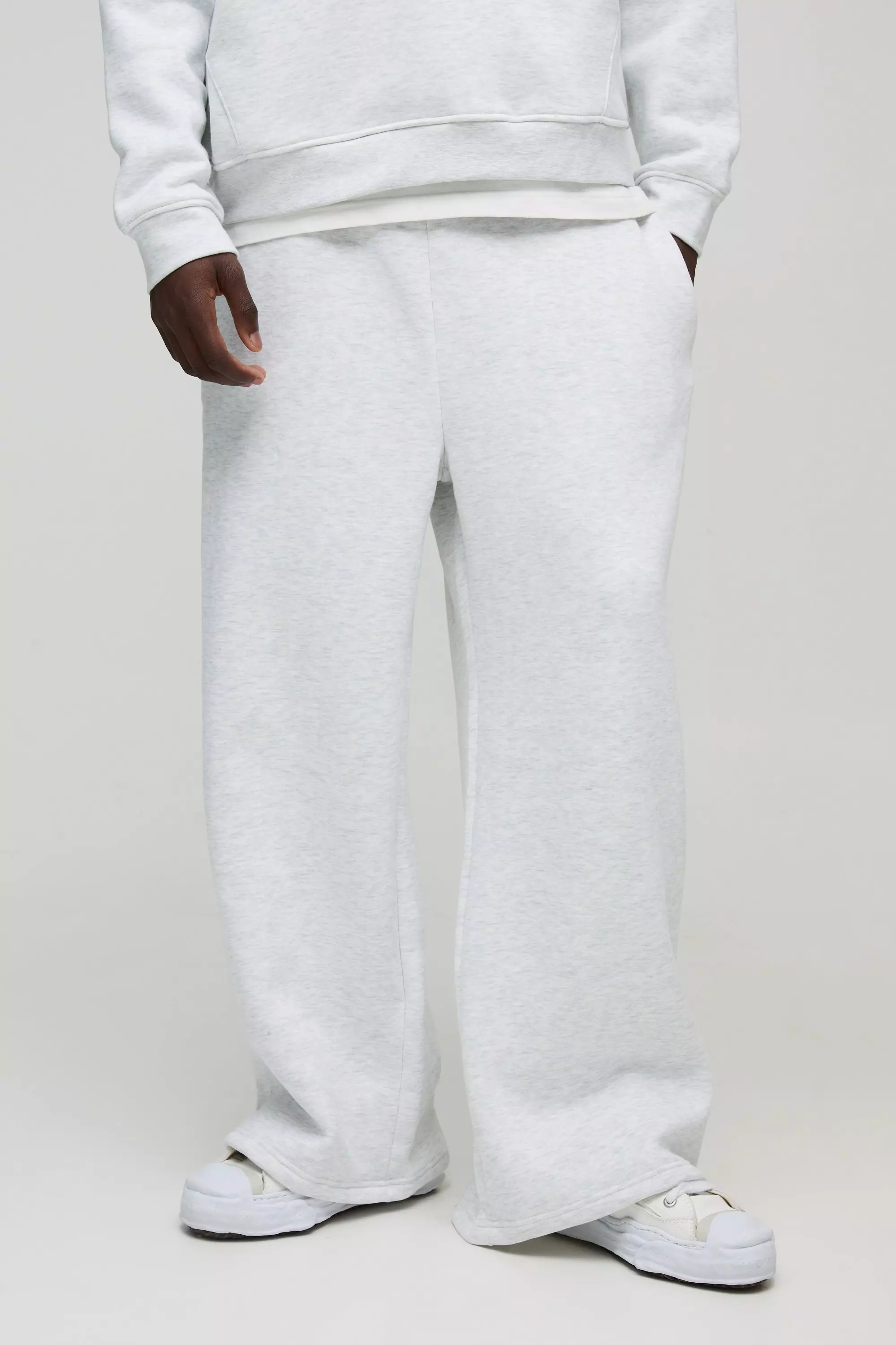 Pantaloni Tuta A Gamba Super Ampia, Grey marl immagine alternativa