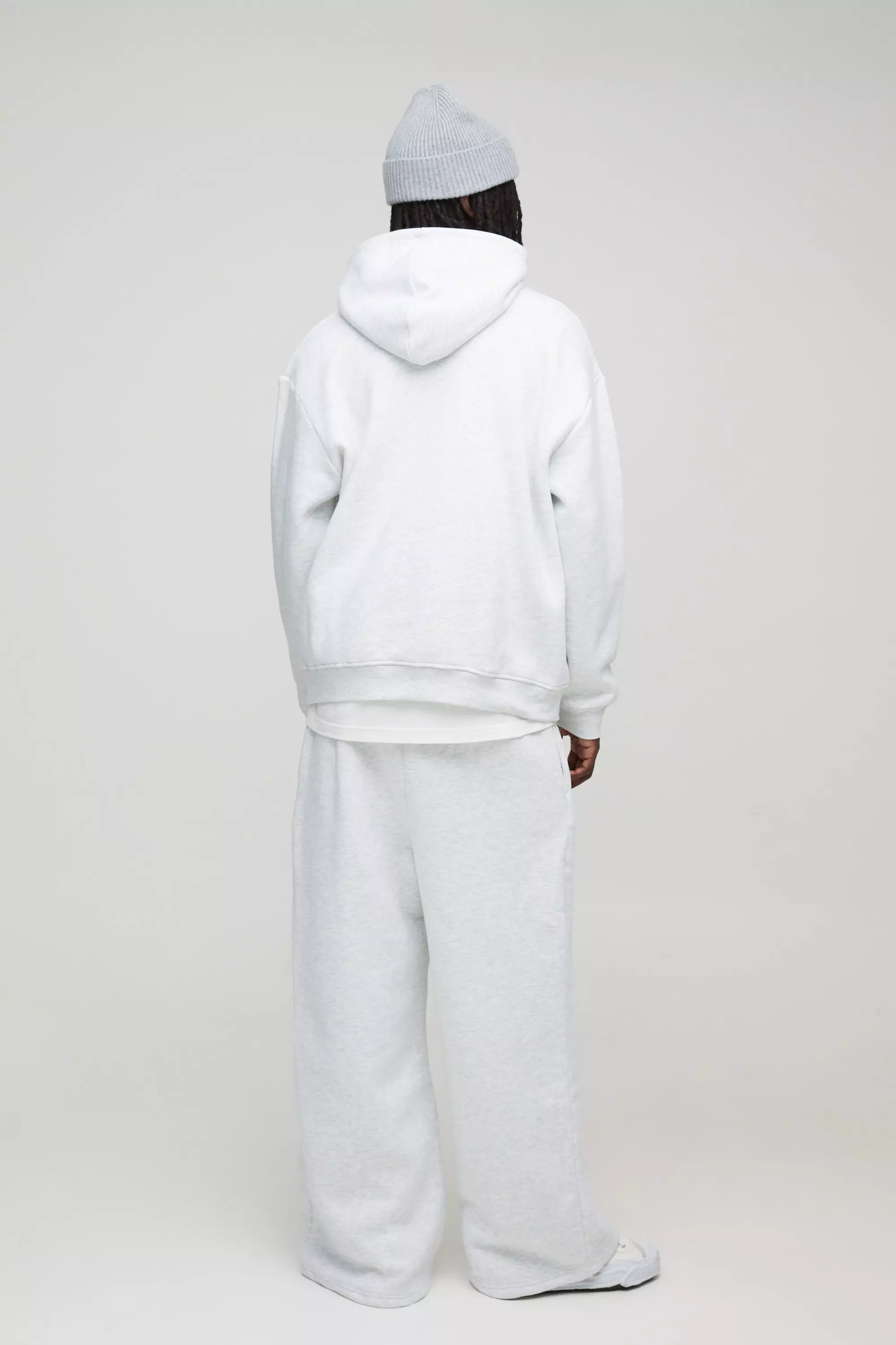Pantaloni Tuta A Gamba Super Ampia, Grey marl immagine alternativa
