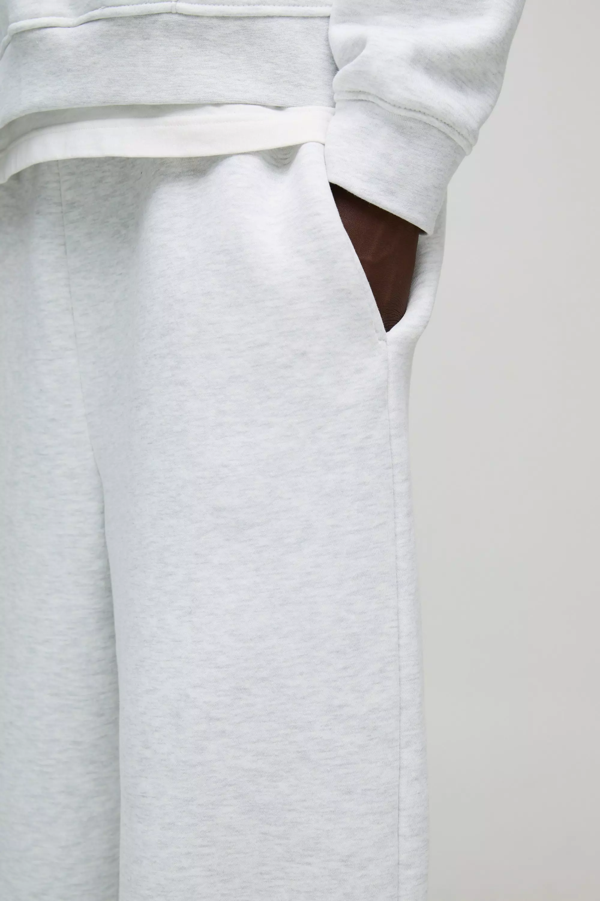 Pantaloni Tuta A Gamba Super Ampia, Grey marl immagine alternativa