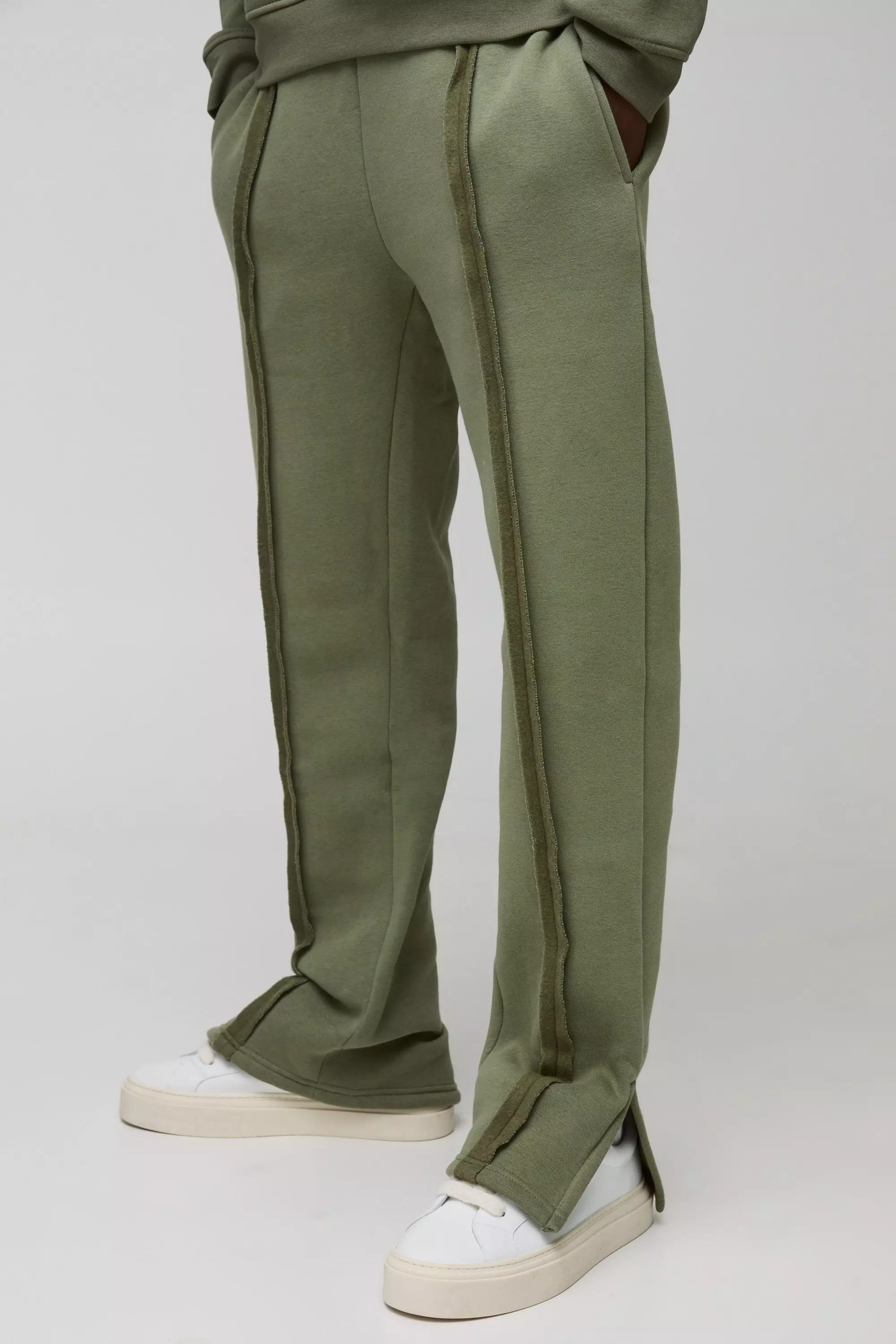Olive 330GSM Regular Fit Split Hem Raw Edge Jogger alternative image