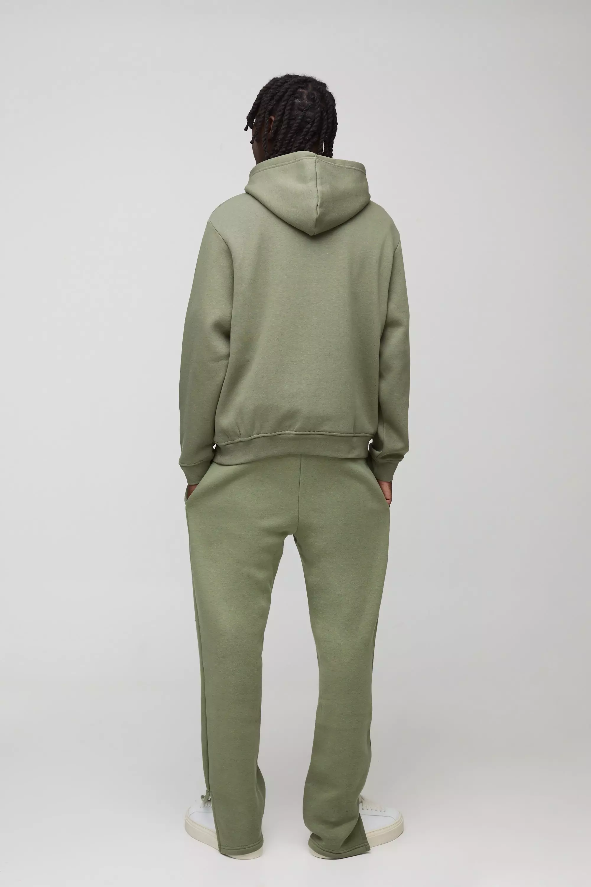 Olive 330GSM Regular Fit Split Hem Raw Edge Jogger alternative image