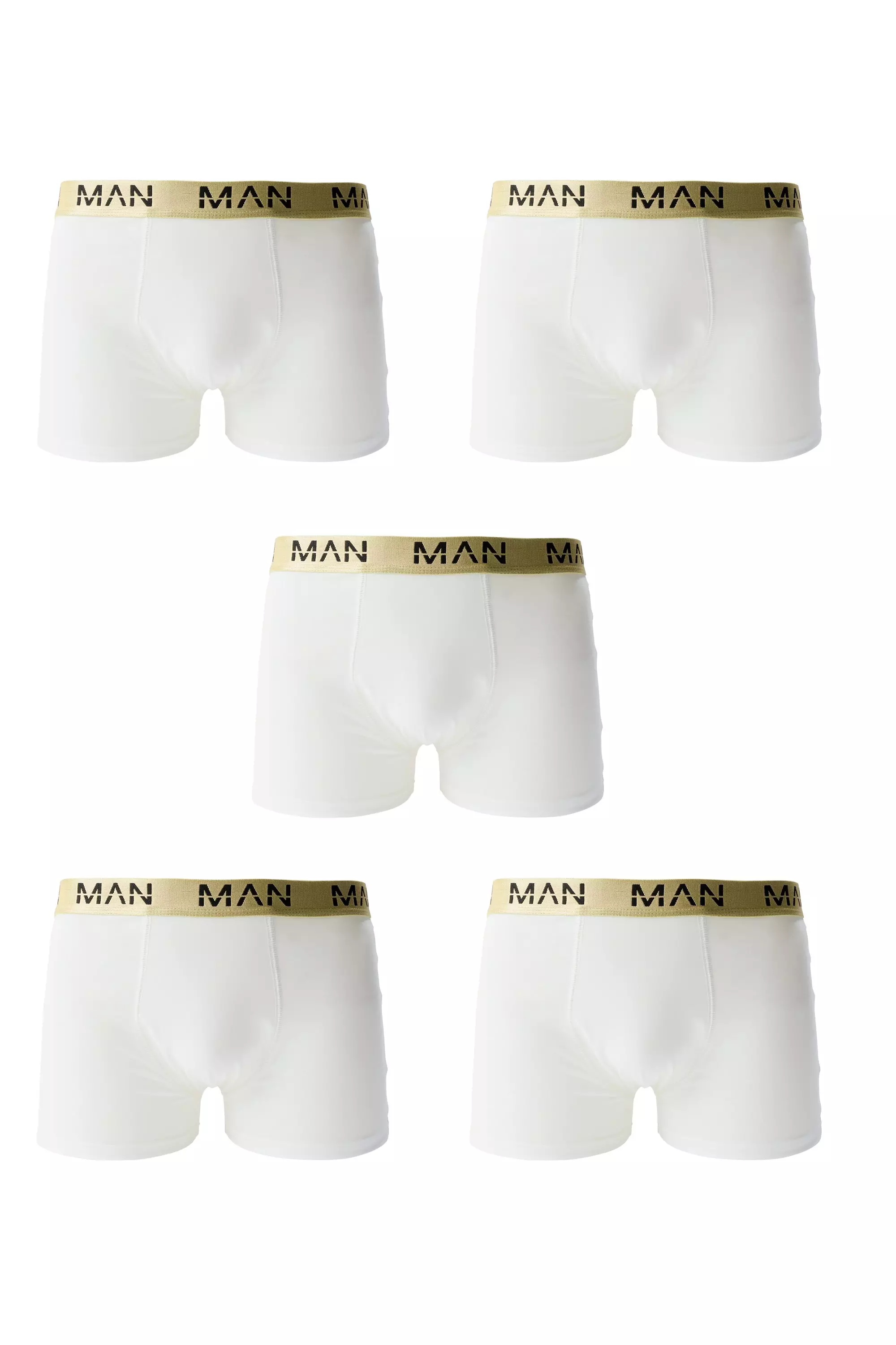 5 Pack Gold Man Dash Boxers In White White