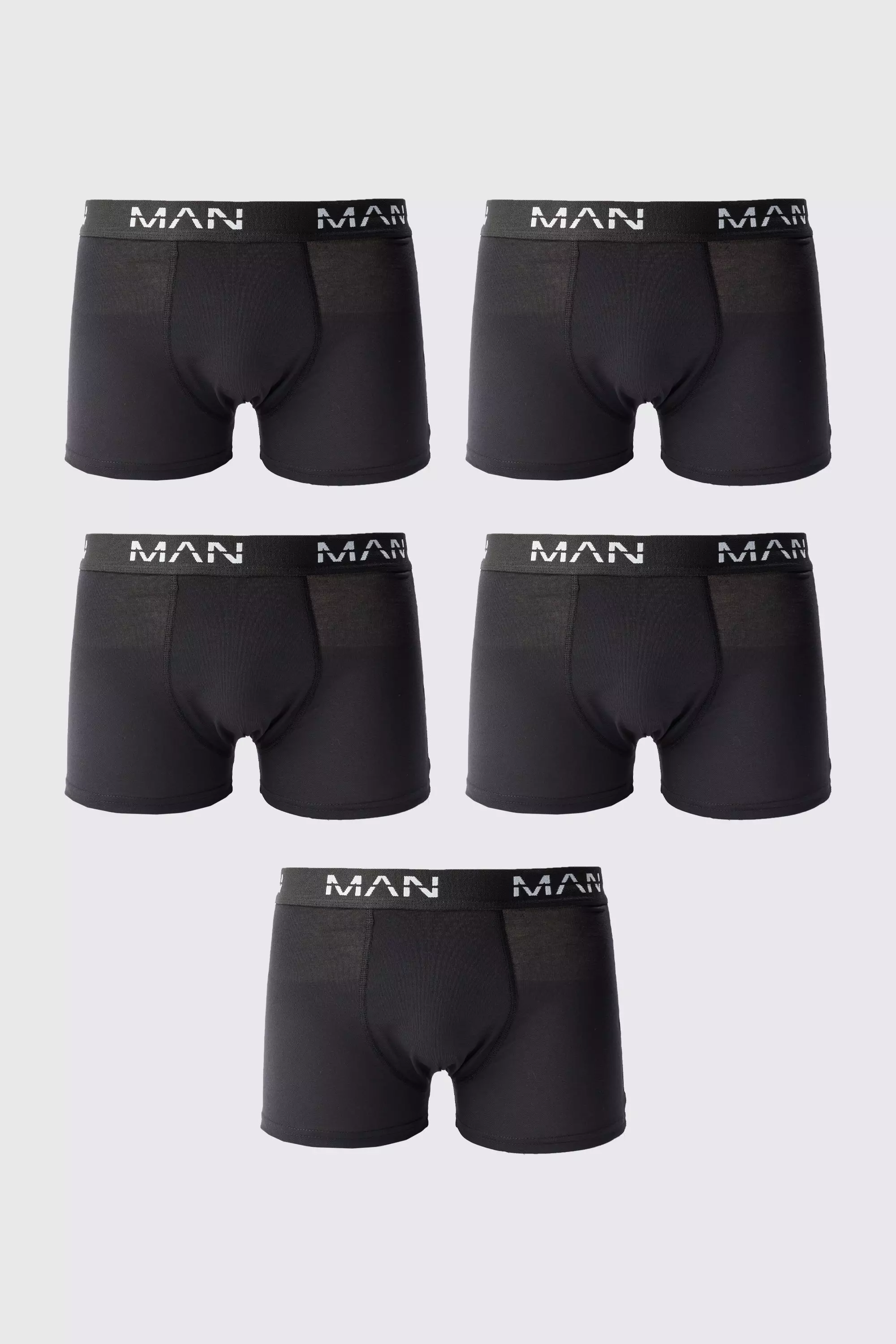 5 Pack Man Dash Repeat Classic Trunks Black