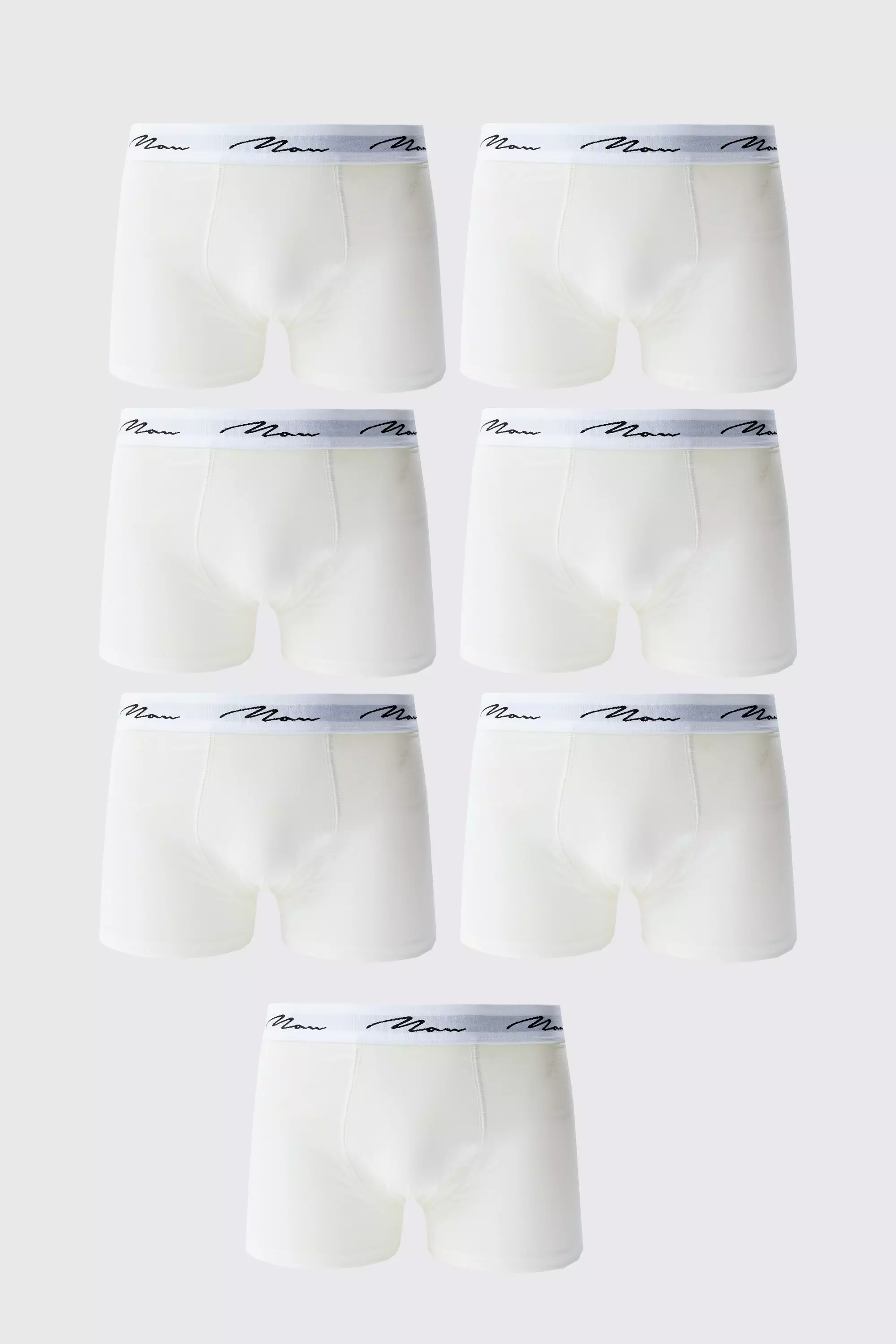 7 Pack Man Signature Trunks White