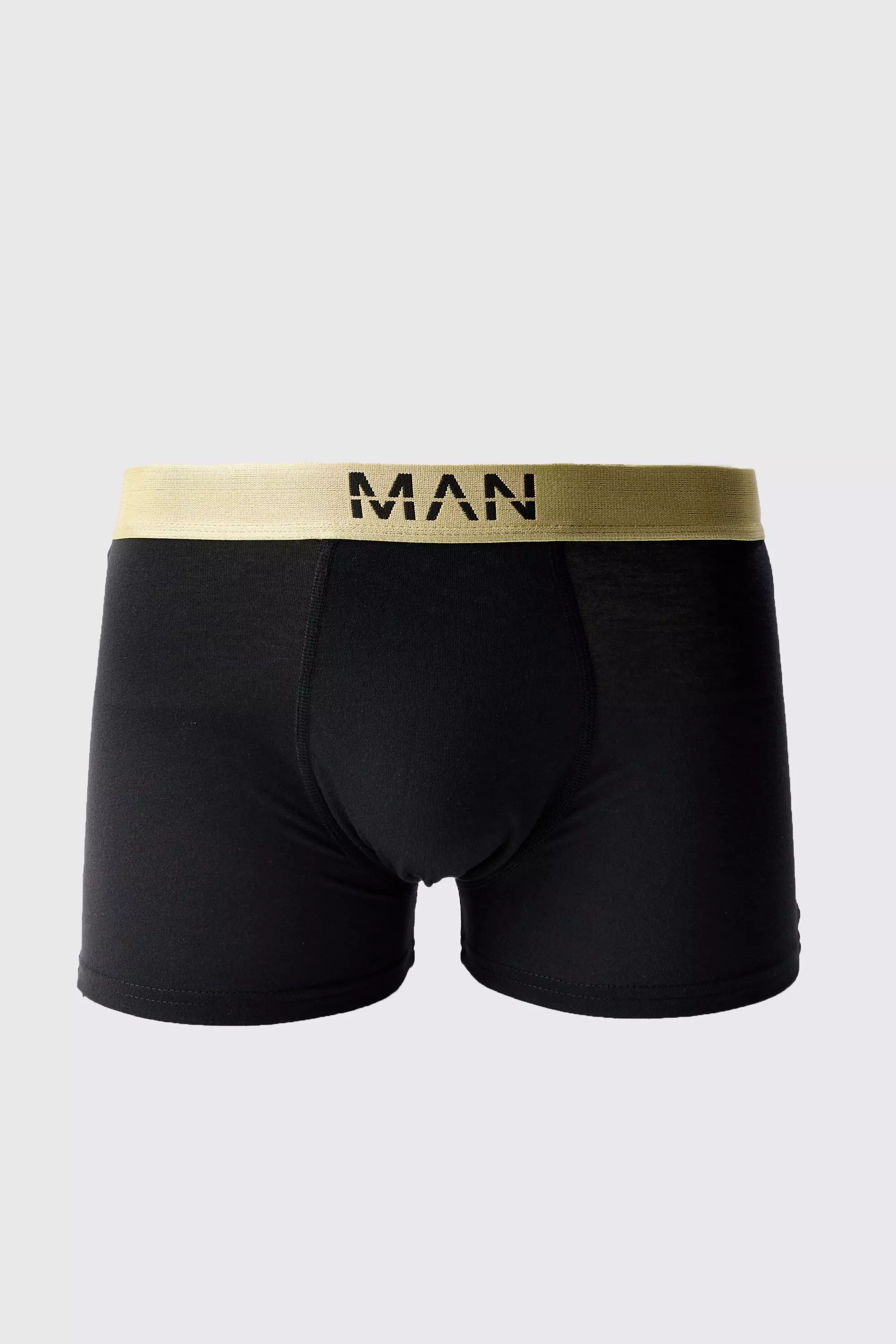 Man Dash Gold Waistband Boxers In Black Black