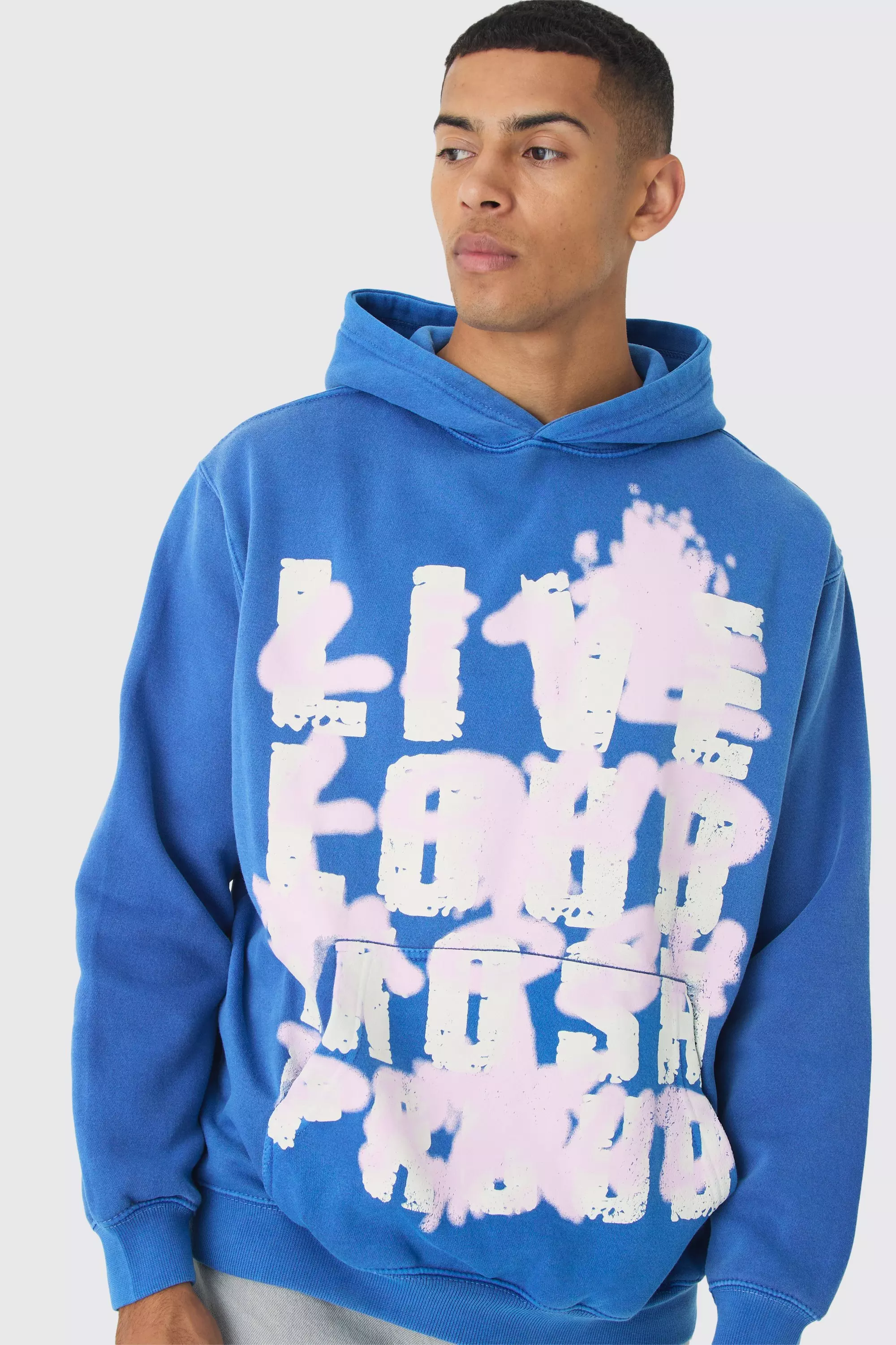 Oversized Live Loud Graphic Hoodie boohooMAN