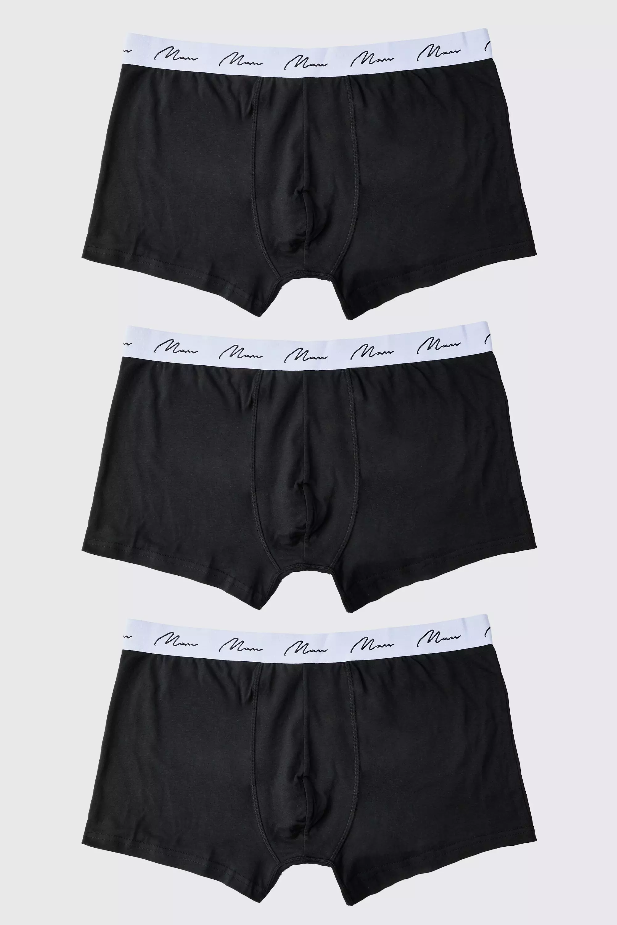 Plus 3 Pack Man Dash Mid Length Trunks Black