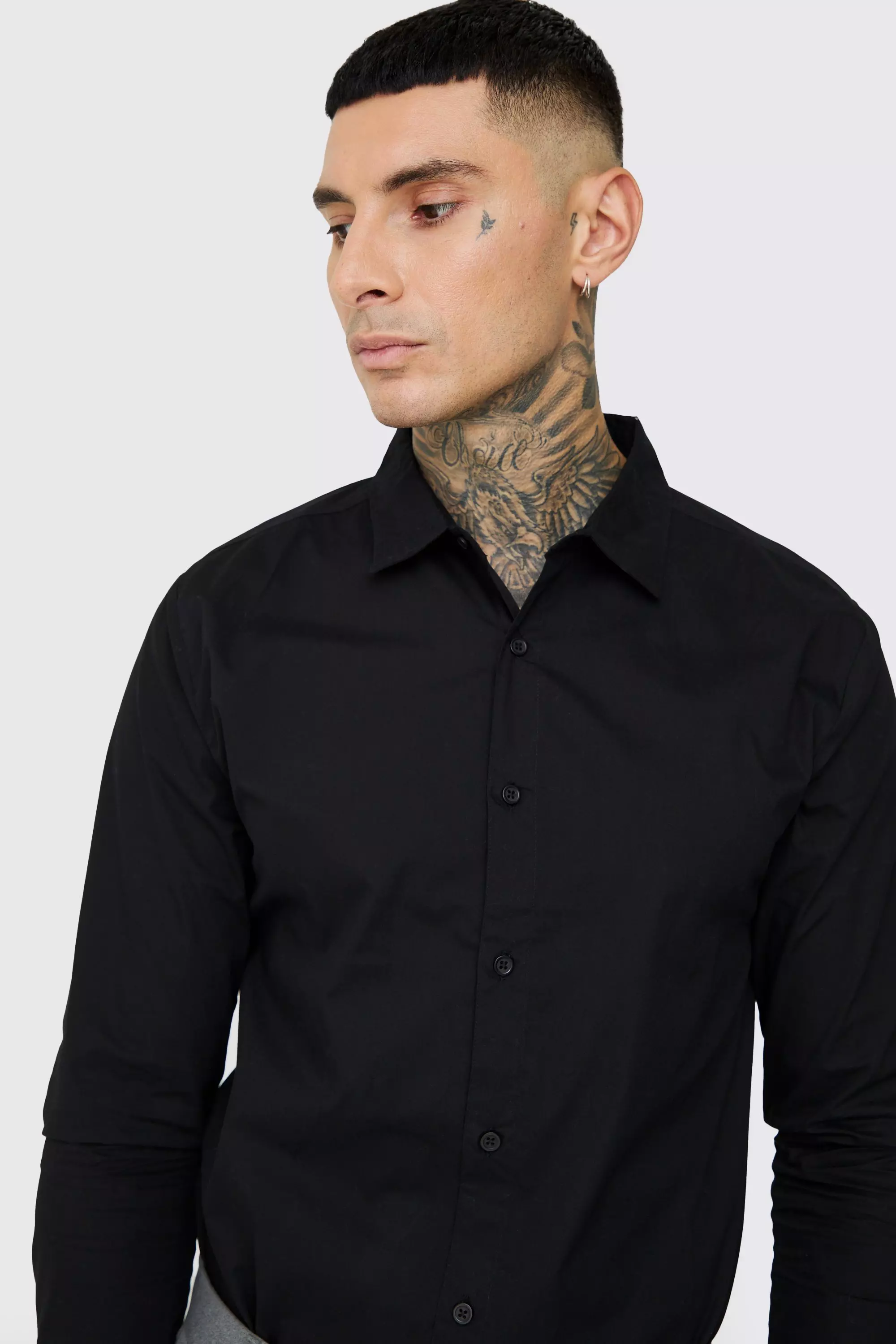 Tall Poplin Shirt In Black alternative image