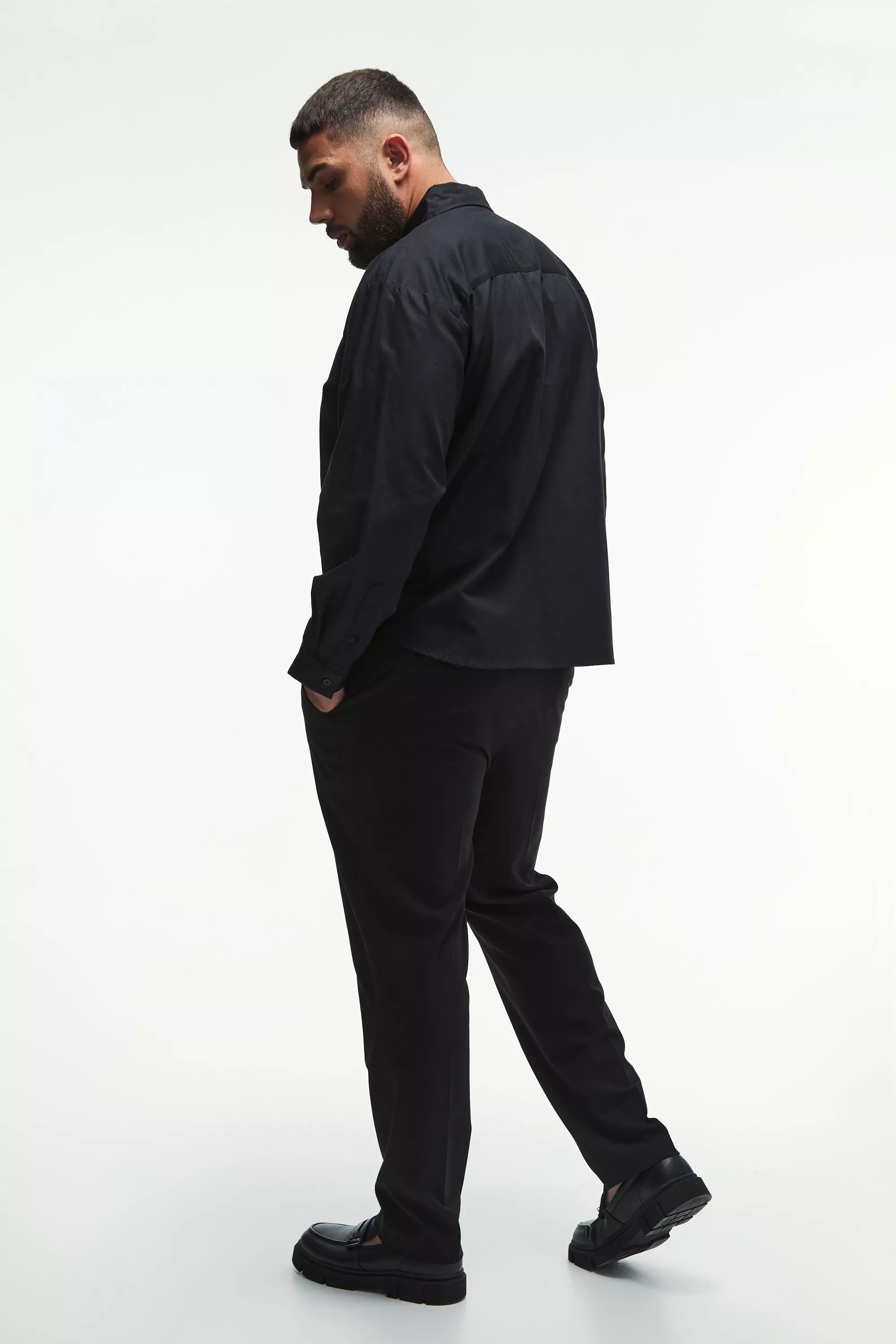 Plus Oversized Fit Oxford Shirt In Black alternative image