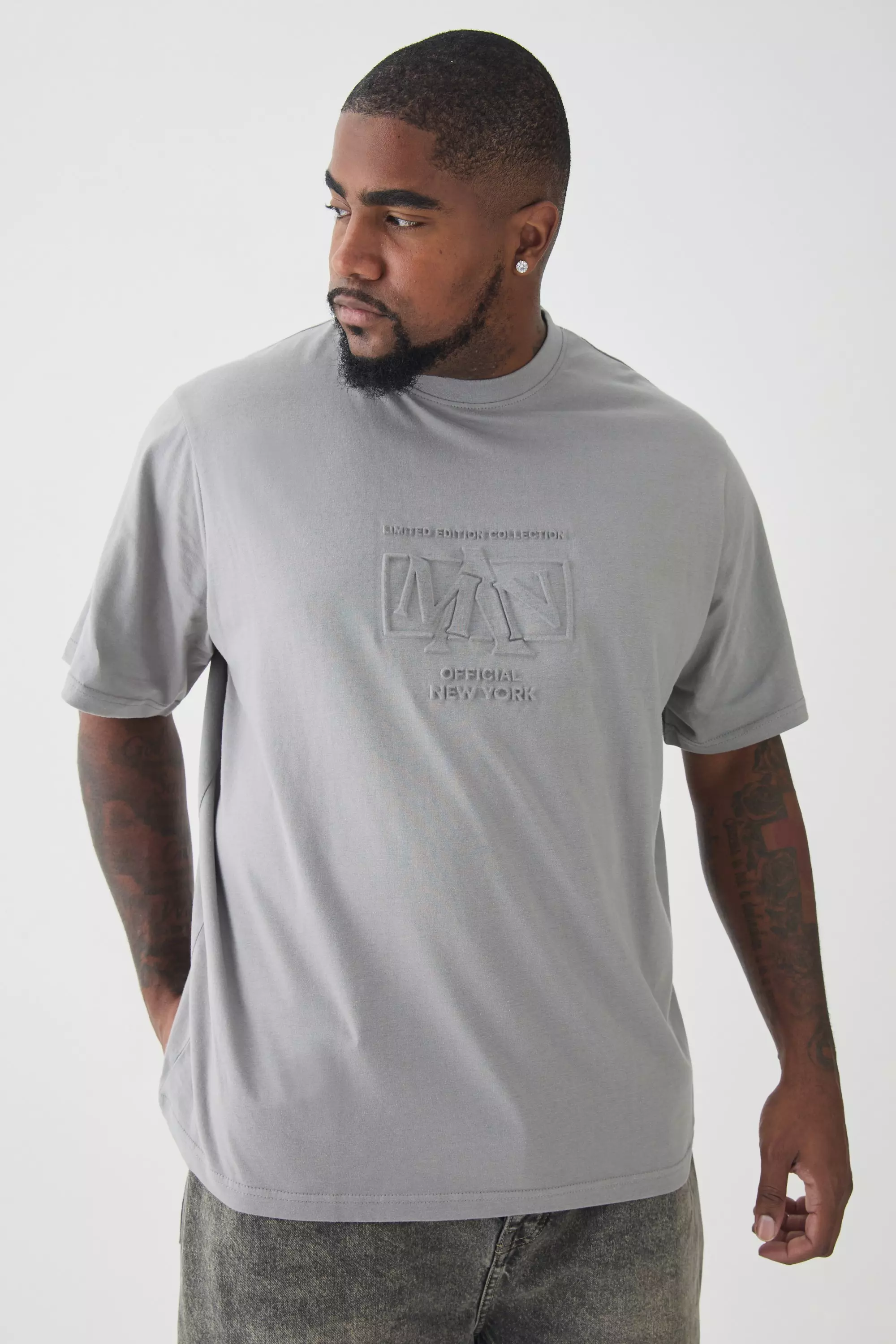 Charcoal Plus Regular Fit MAN Moto Debossed T-shirt alternative image