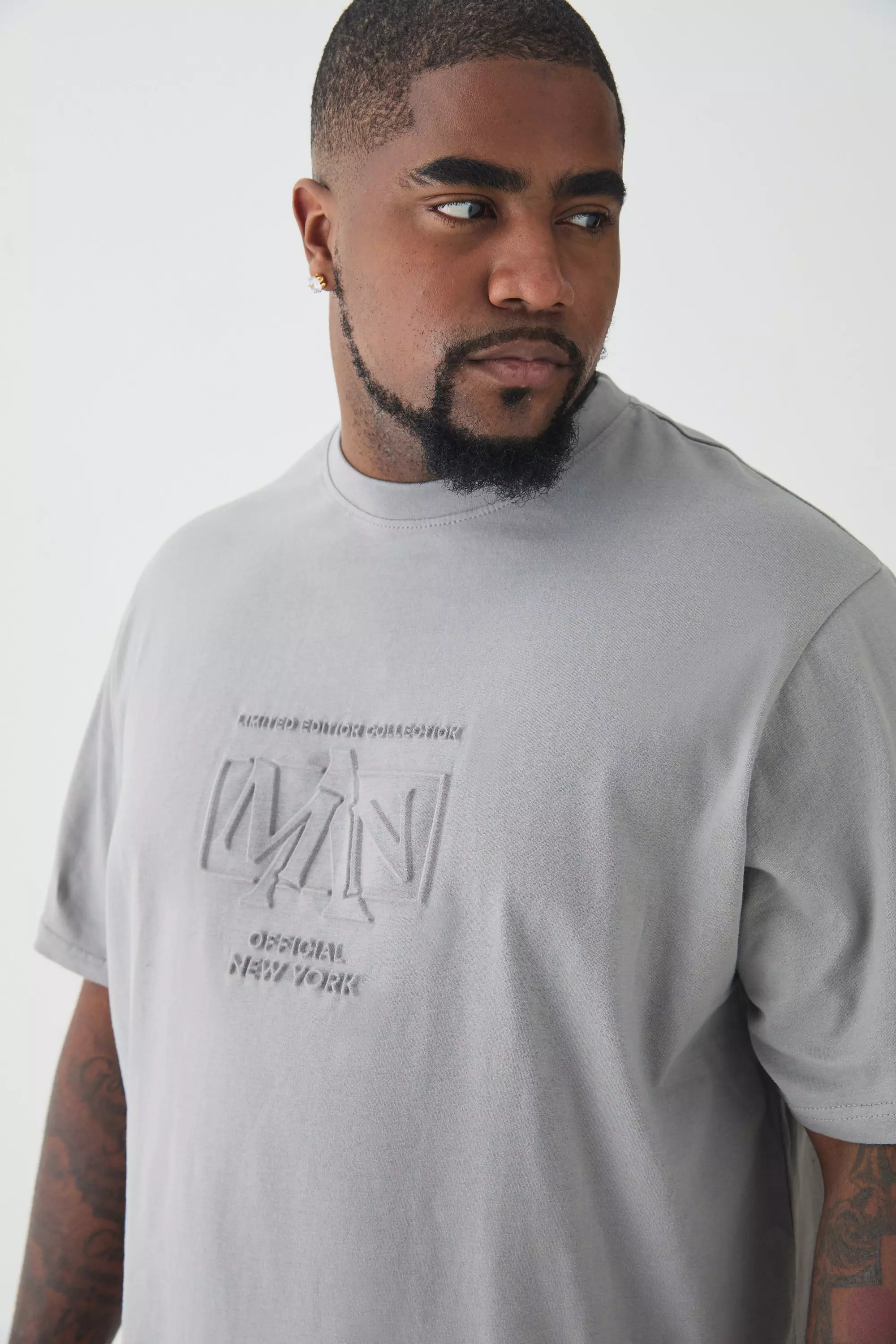 Charcoal Plus Regular Fit MAN Moto Debossed T-shirt alternative image