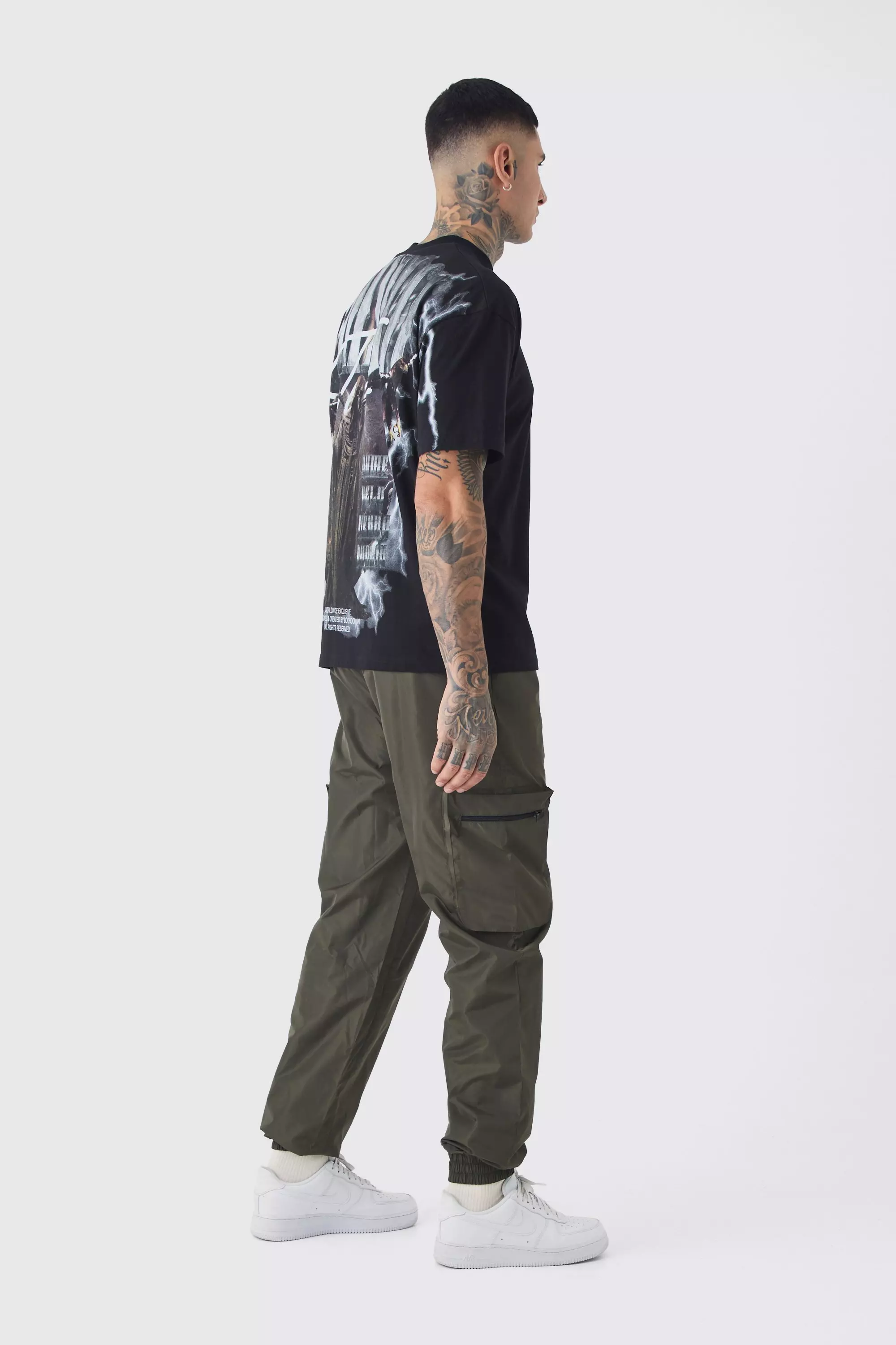 Tall Cuffed Hem Nylon Cargo Trouser In Khaki alternative image