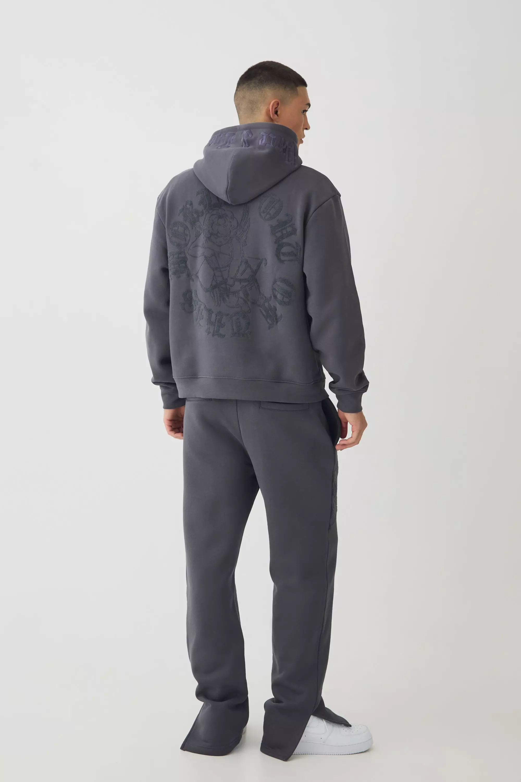 Smarter kastiger Oversize Hoodie mit Stickerei, Charcoal alternatives Bild