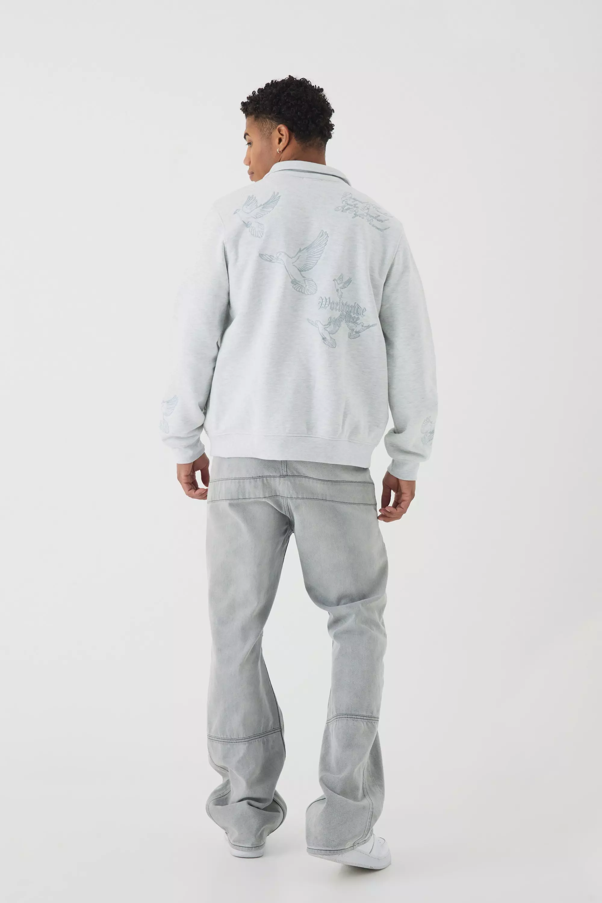 Bomber habillé en jersey à broderie Harrington, Ash grey autre image
