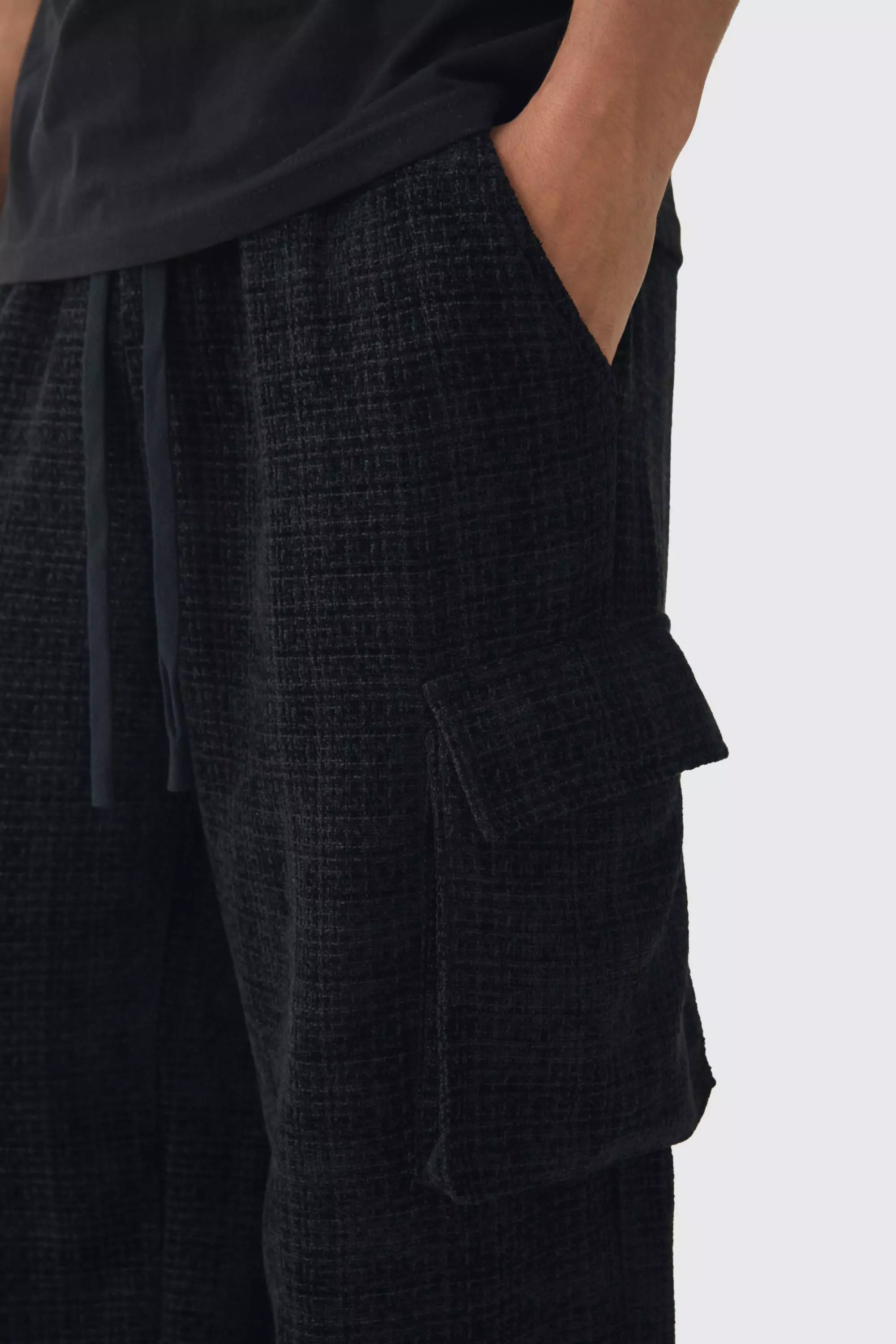 Pantalon cargo baggy à poches cargo, Black autre image