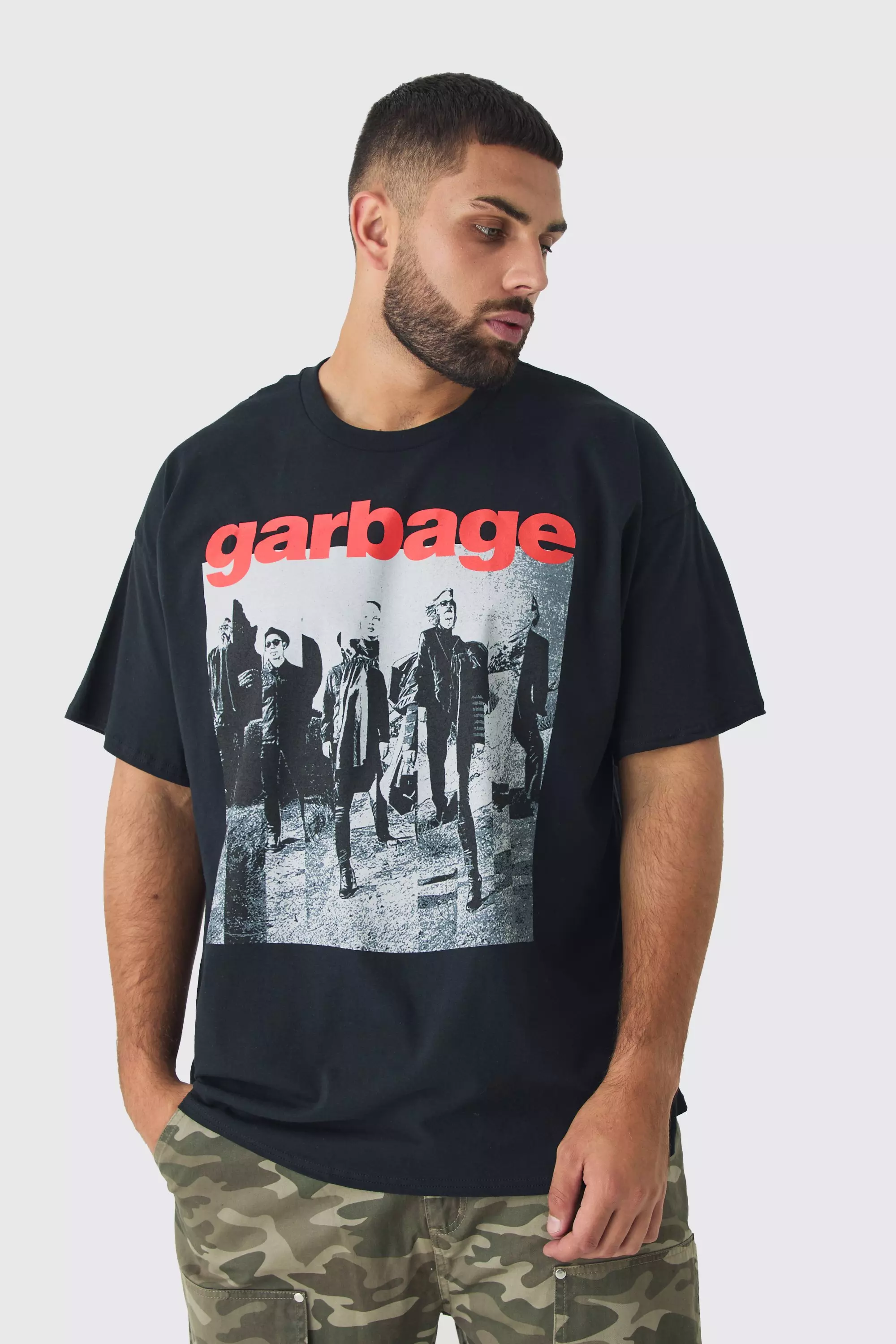 Plus Garbage License Print T-shirt Black