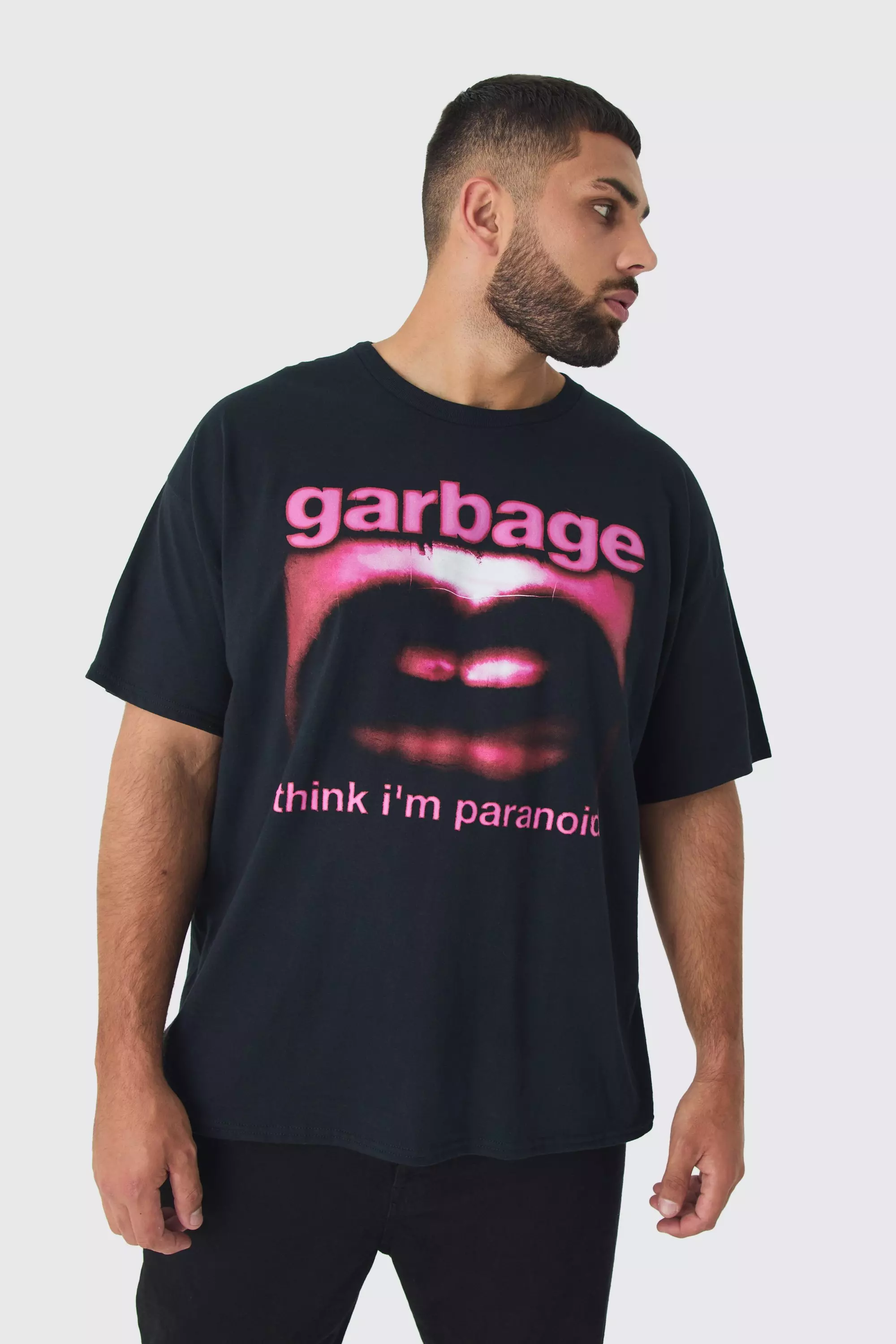 Plus Garbage License Print T-shirt Black