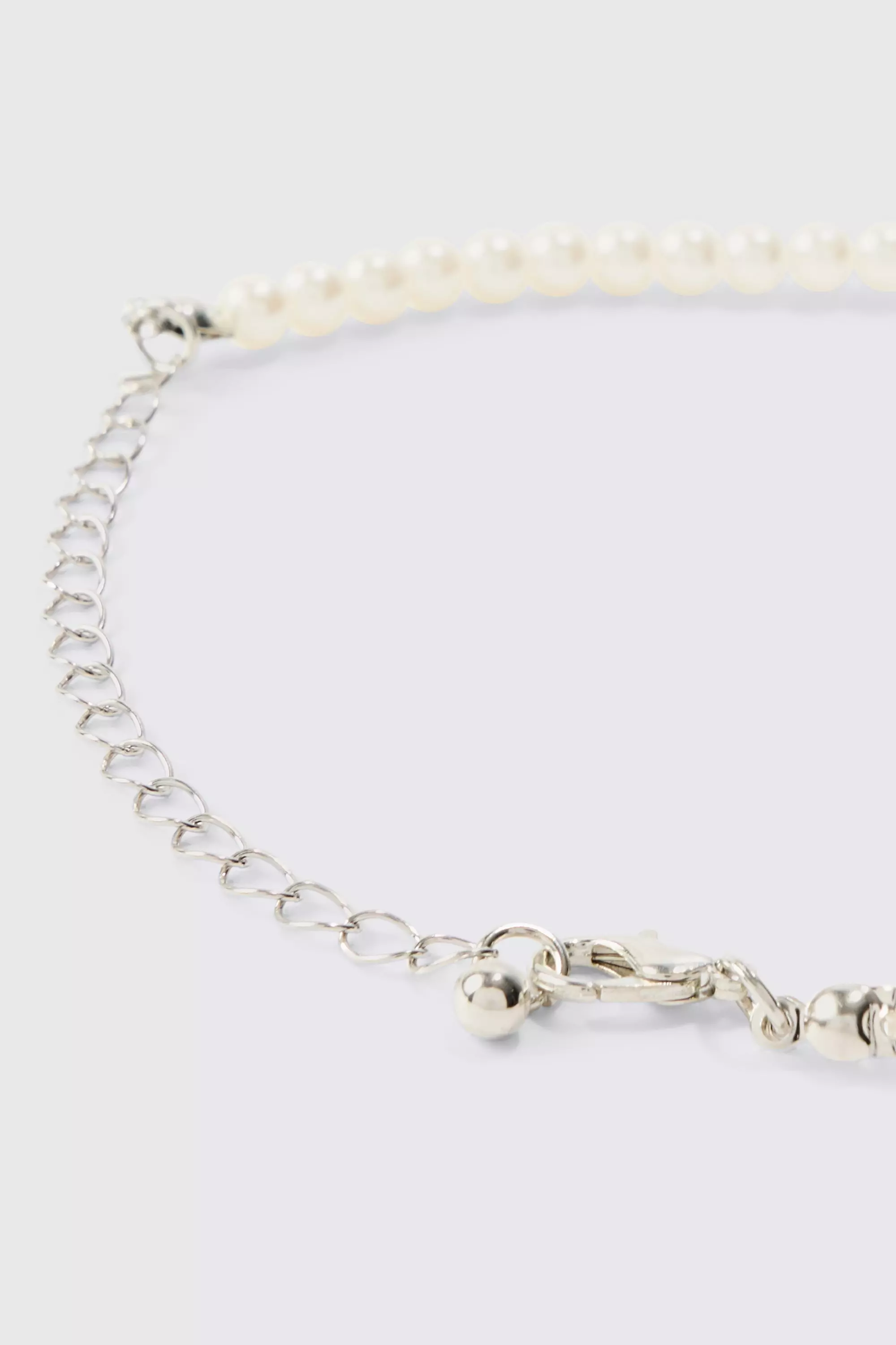 Silver Pearl And Metal Bead Multi Layer Necklace alternative image