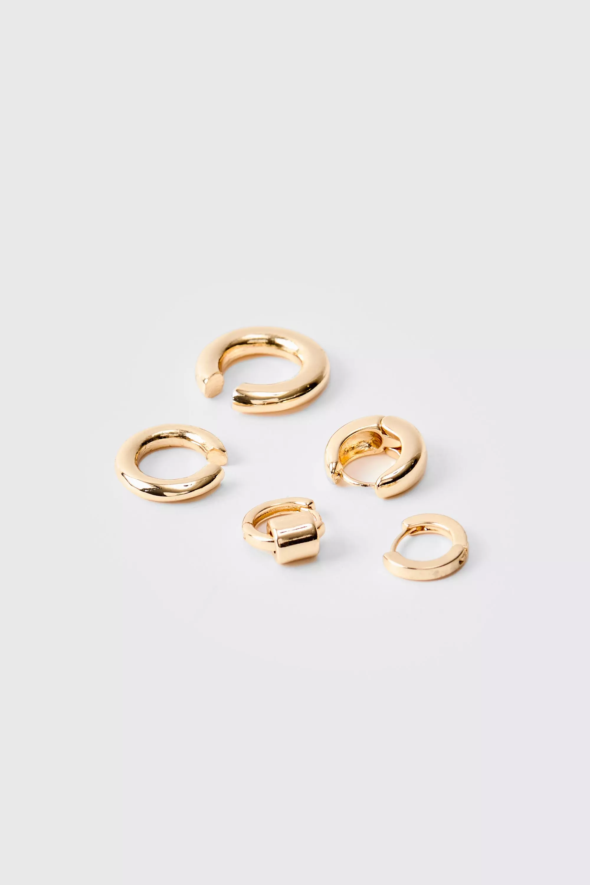 Metallic 5 Pack Gold Hoop Earrings In Gold