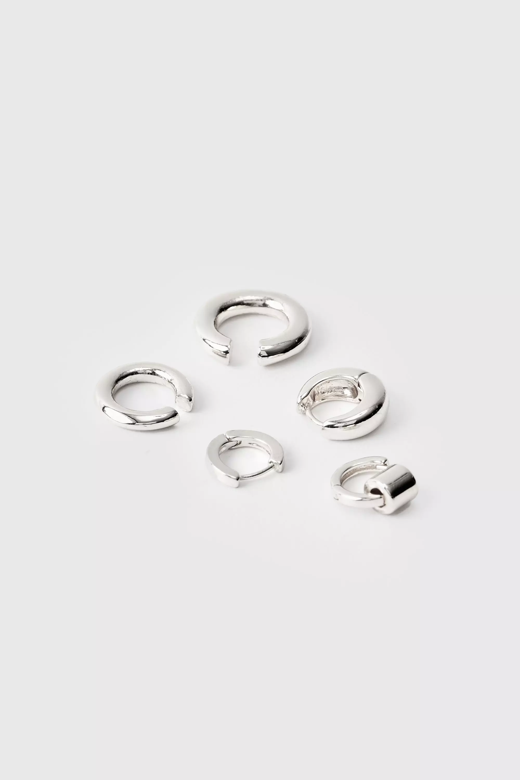 5 Pack Gold Hoop Earrings In Silver Silver