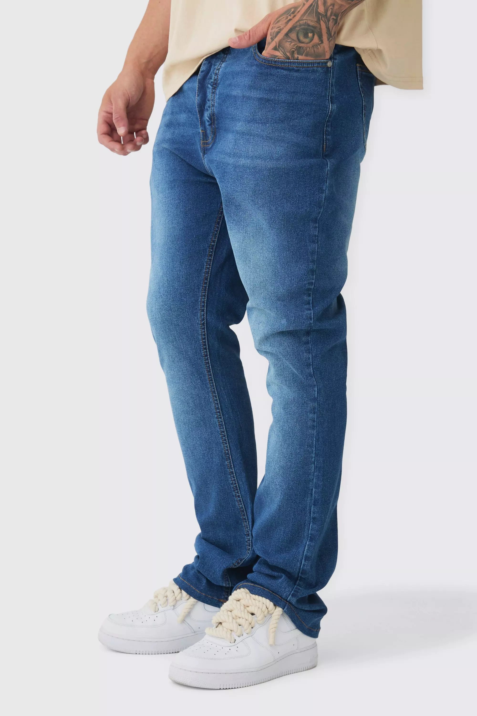 Tall Stretch Denim Flared Jeans mid wash