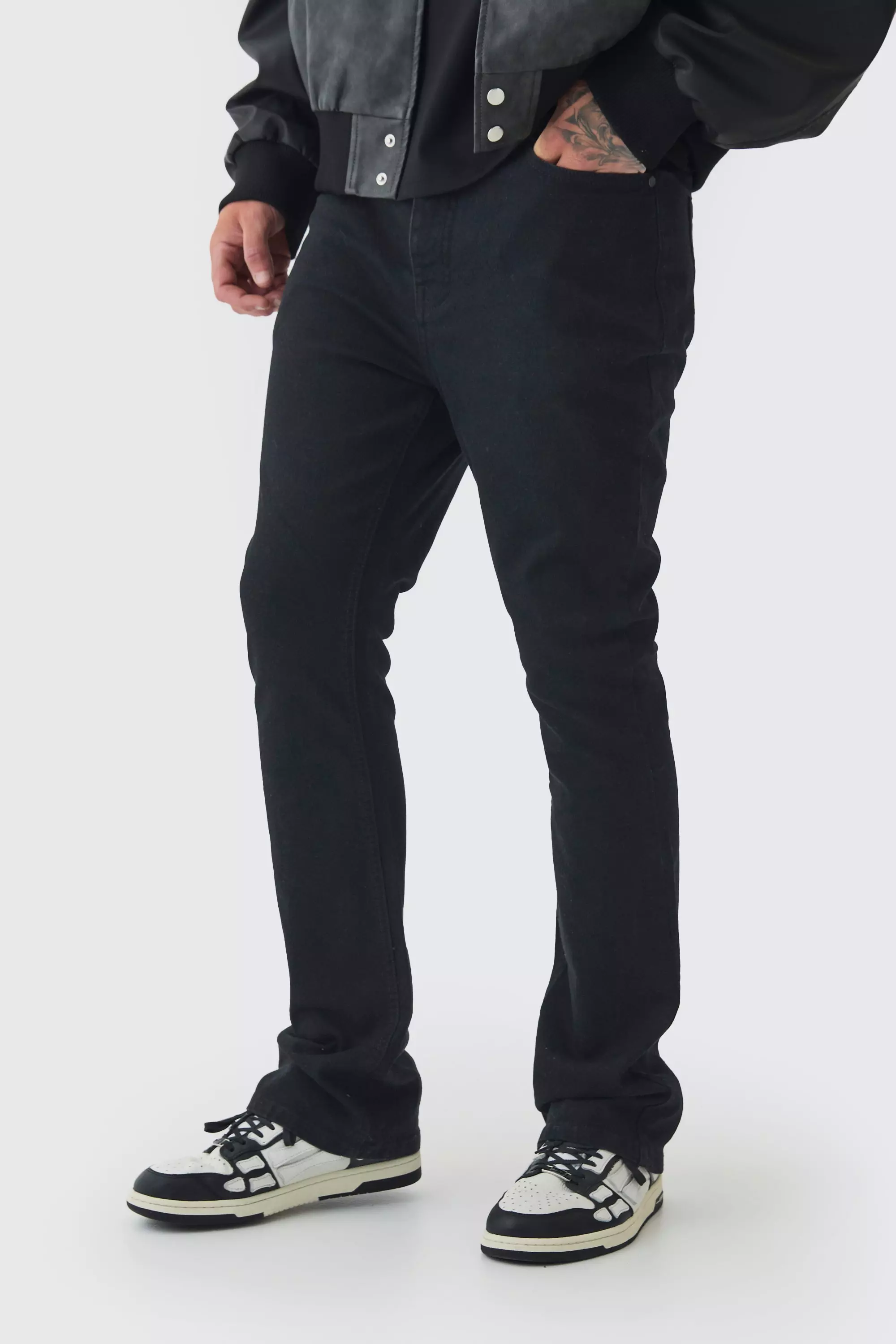 Black Tall Stretch Denim Flared Jeans