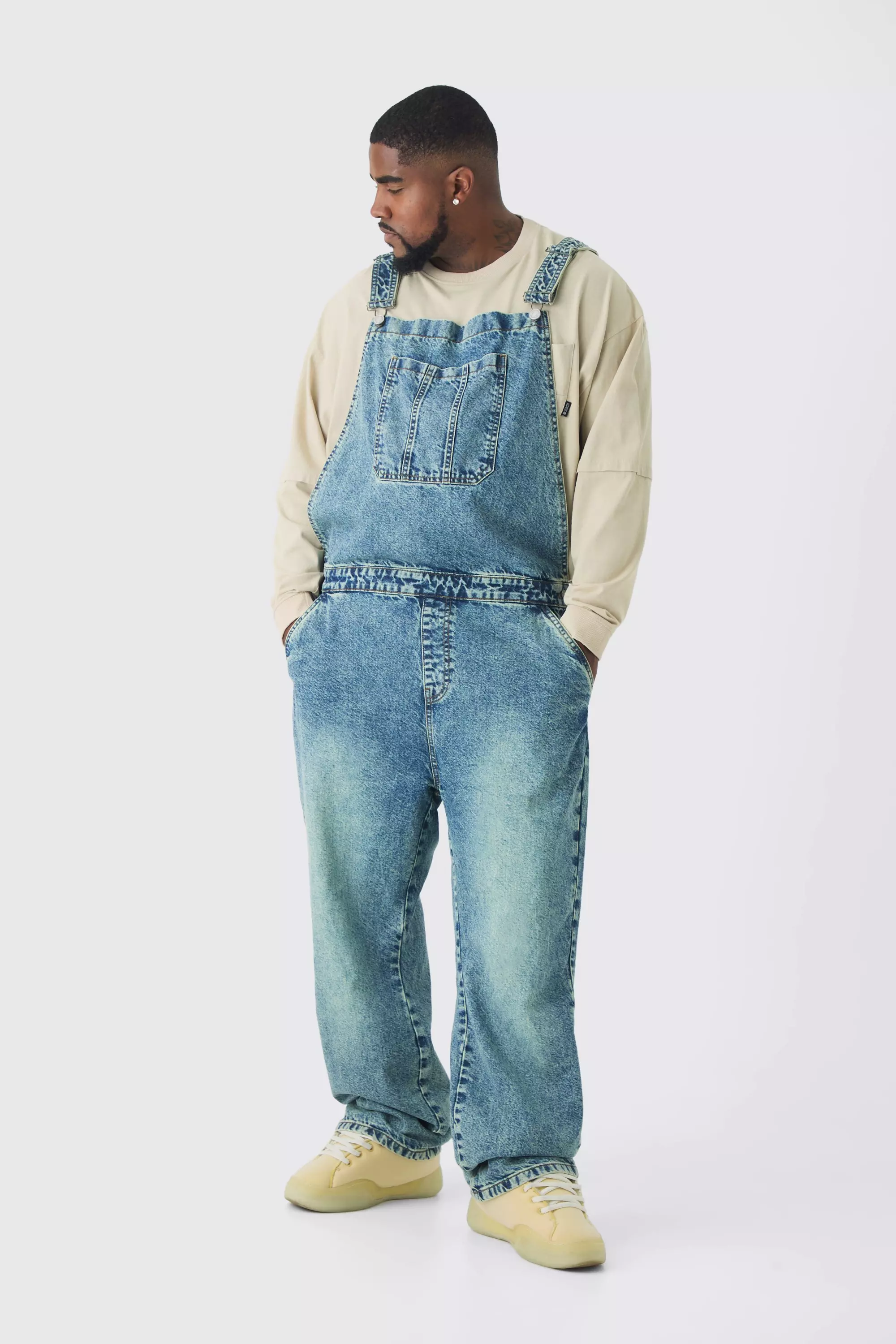 Plus Straight Leg Dungaree Antique blue