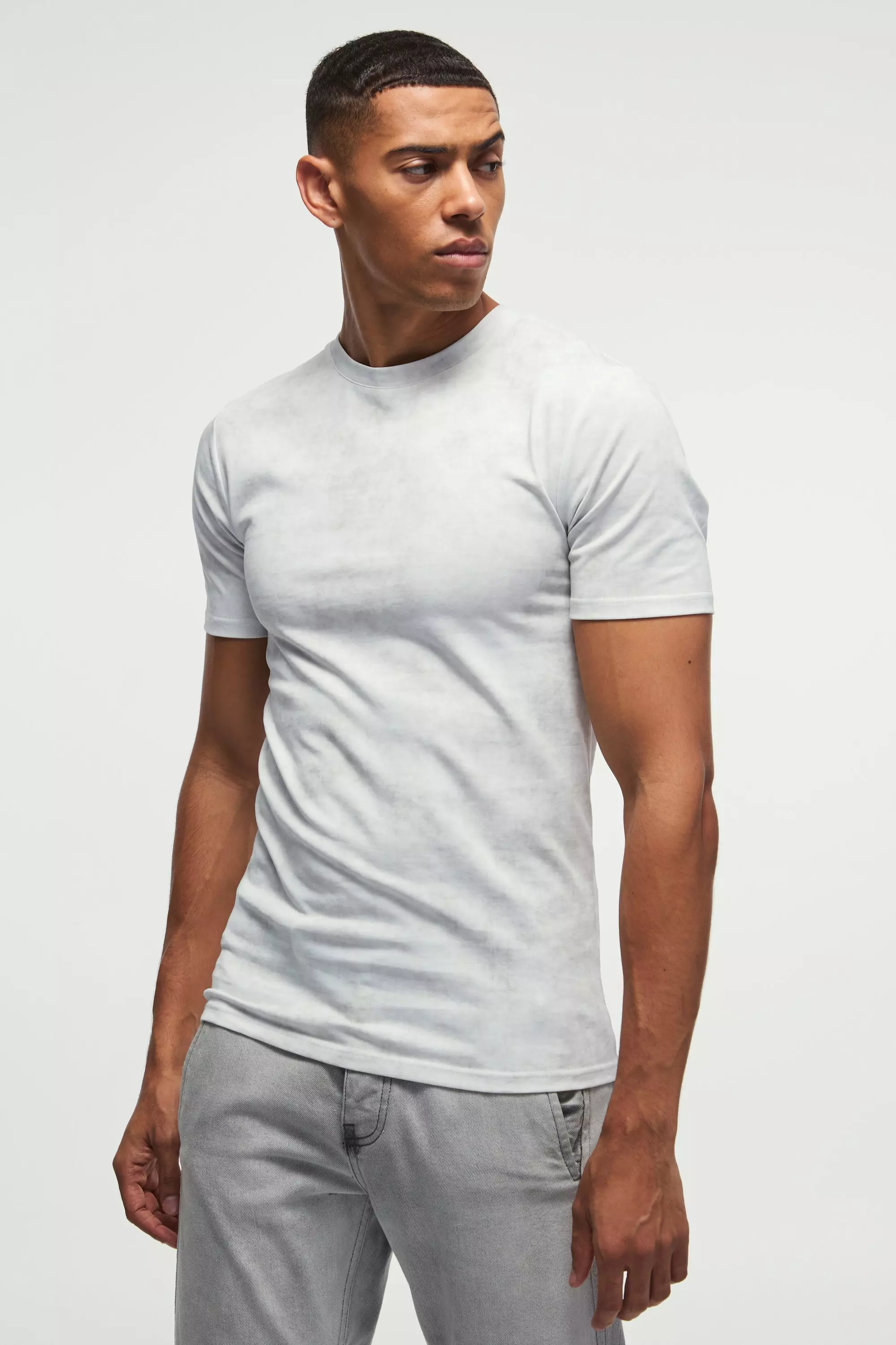 White Muscle Wash Texture T-shirt