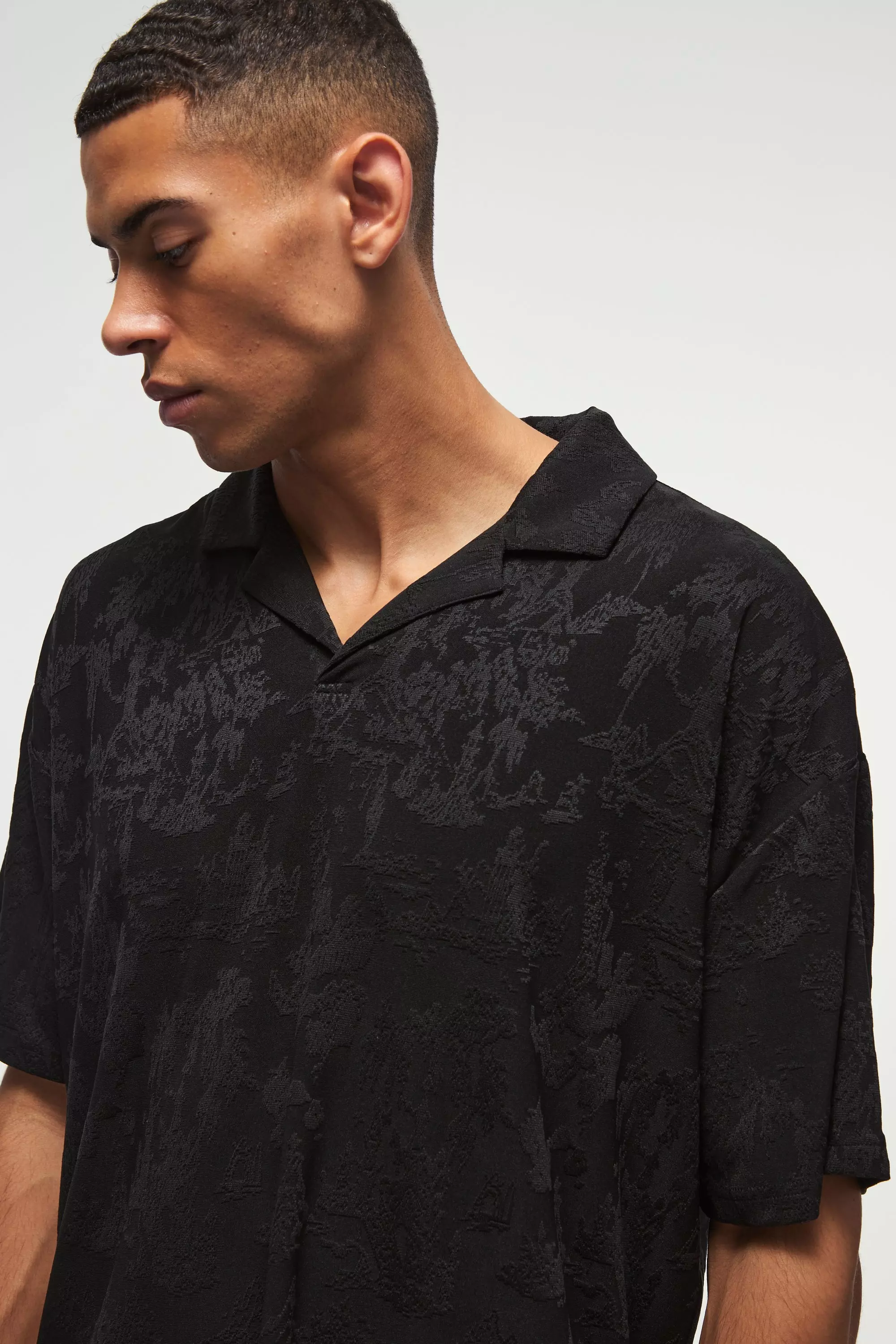 Strukturiertes Oversize Poloshirt, Black alternatives Bild