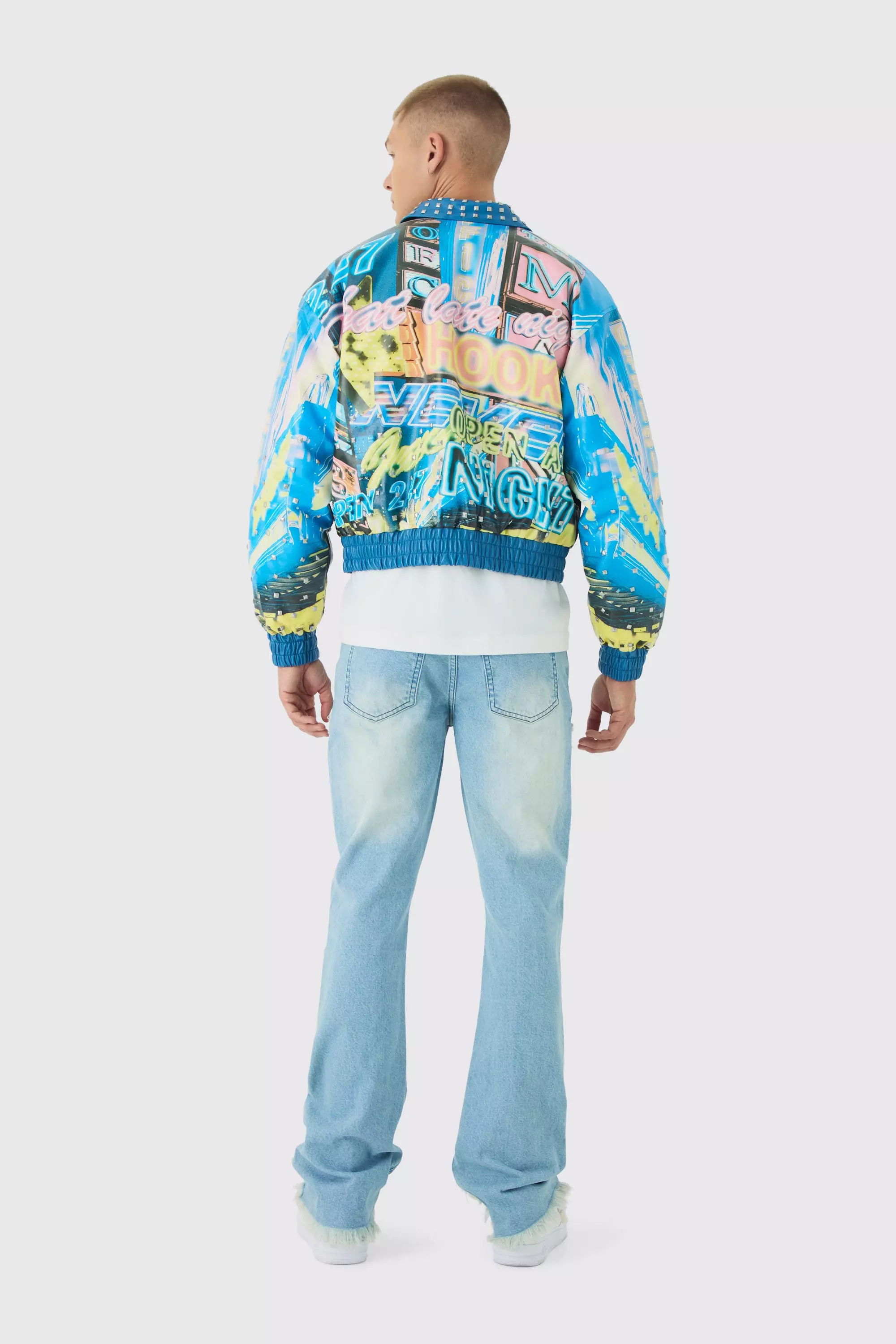 Slim-Fit Schlagjeans mit Rissen, Light blue alternatives Bild