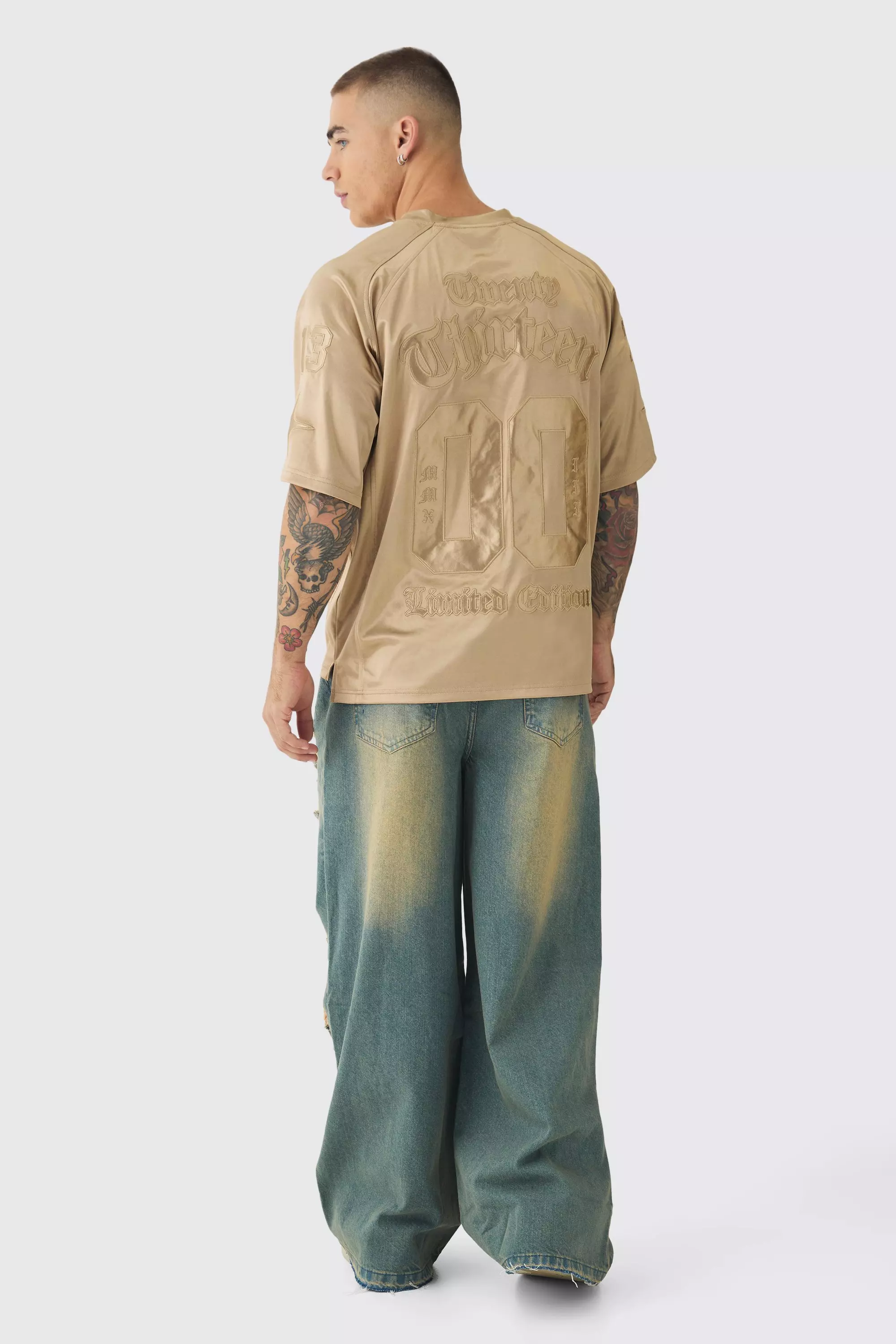 Extreme Baggy Rigid All Over Ripped Jeans | boohooMAN USA