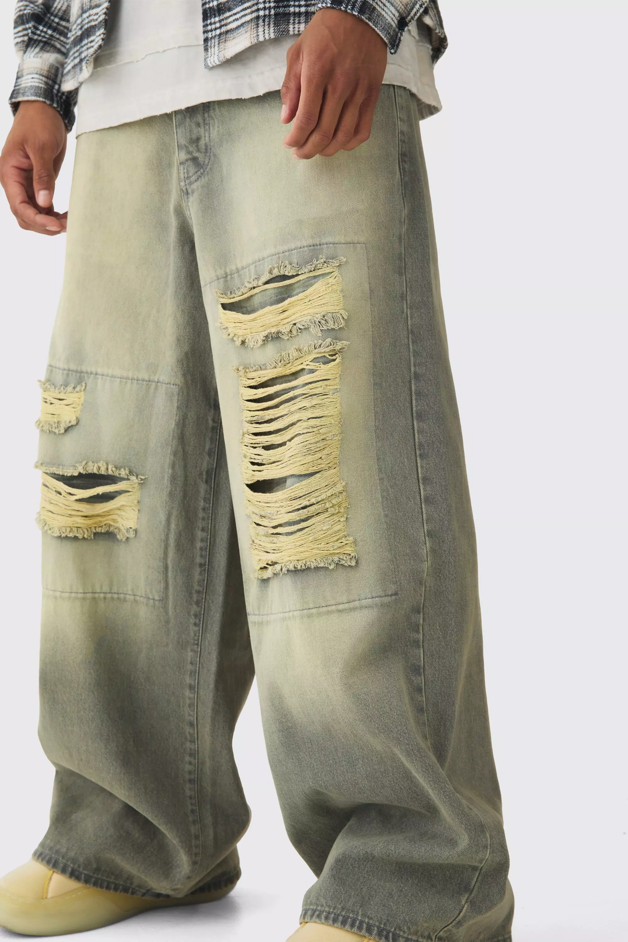 Extreme Baggy Rigid Box Ripped Jeans | boohooMAN USA