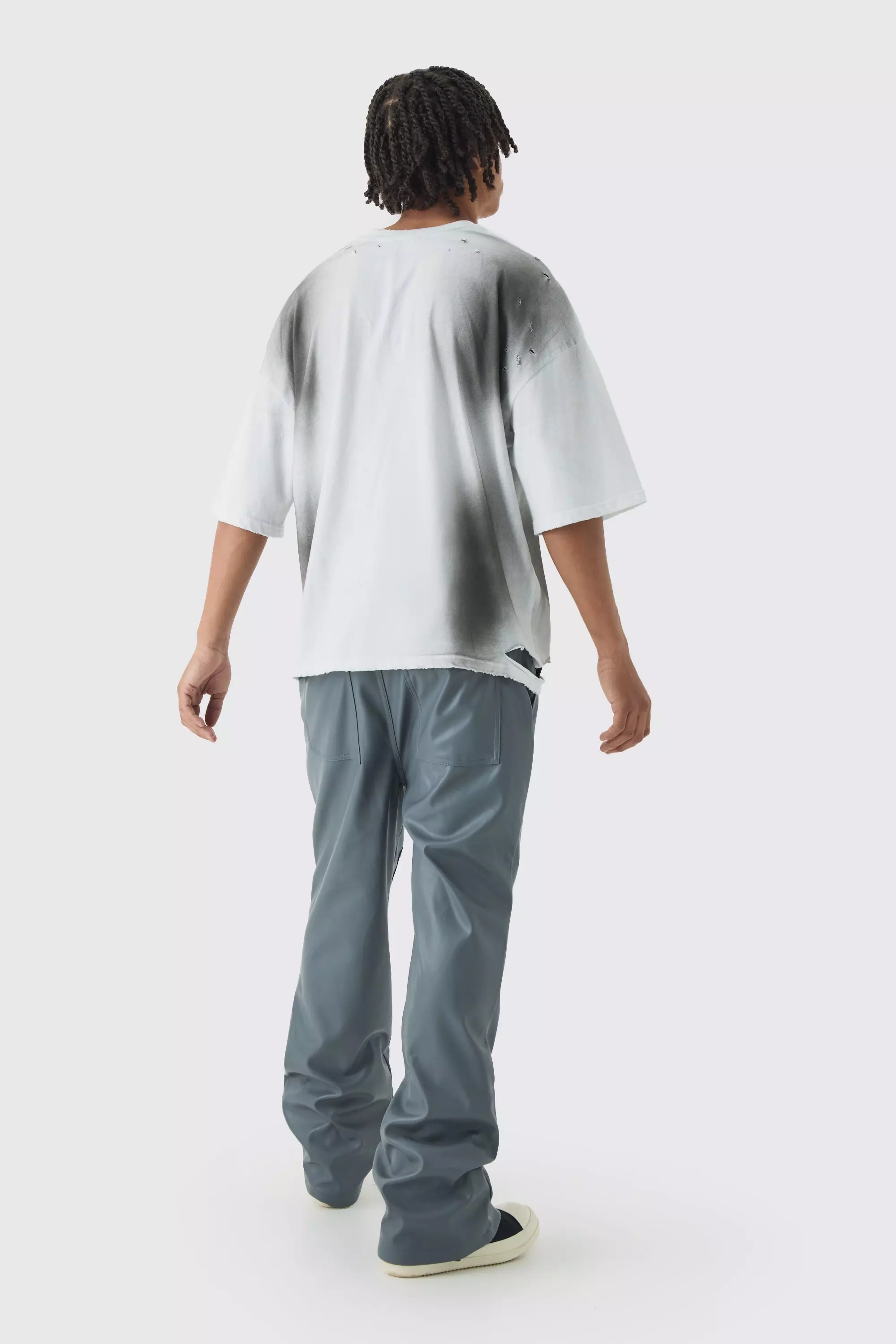 Charcoal Relaxed Flare Pu Carpenter Trousers alternative image